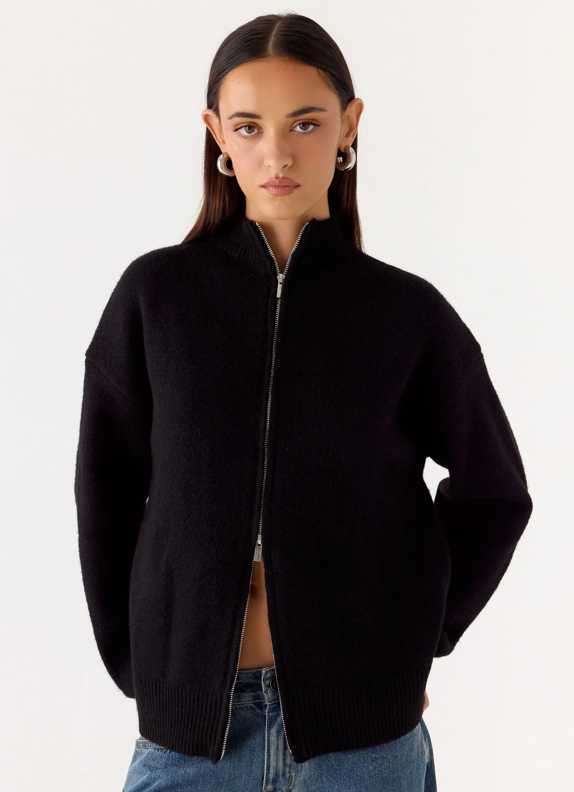 Davy Knit Zip Jacket - Black - Image 5