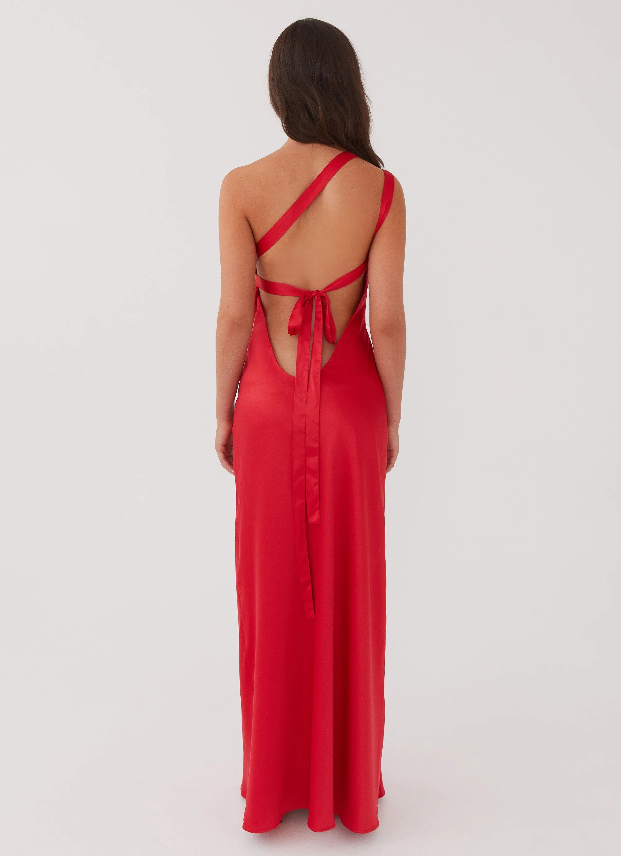 Delancy One Shoulder Maxi Dress - Rouge Red - Image 6