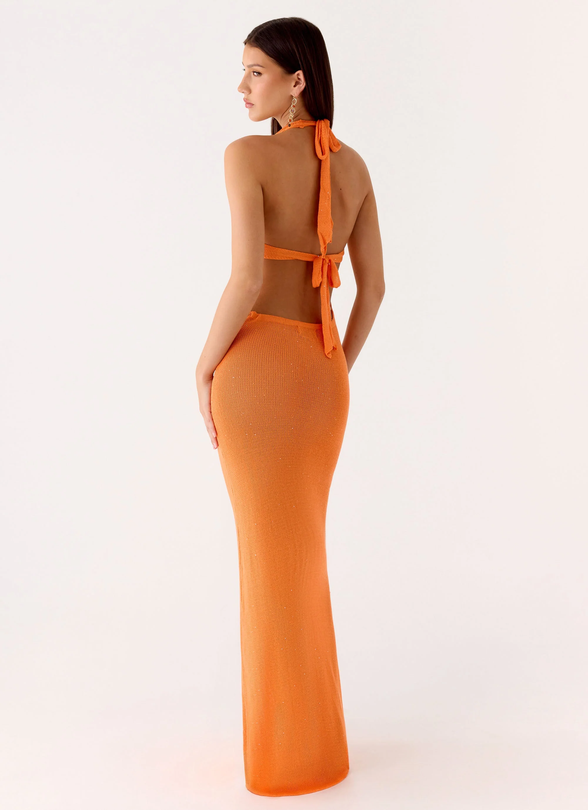 Delfina Cowl Knit Maxi Dress - Orange - Image 7