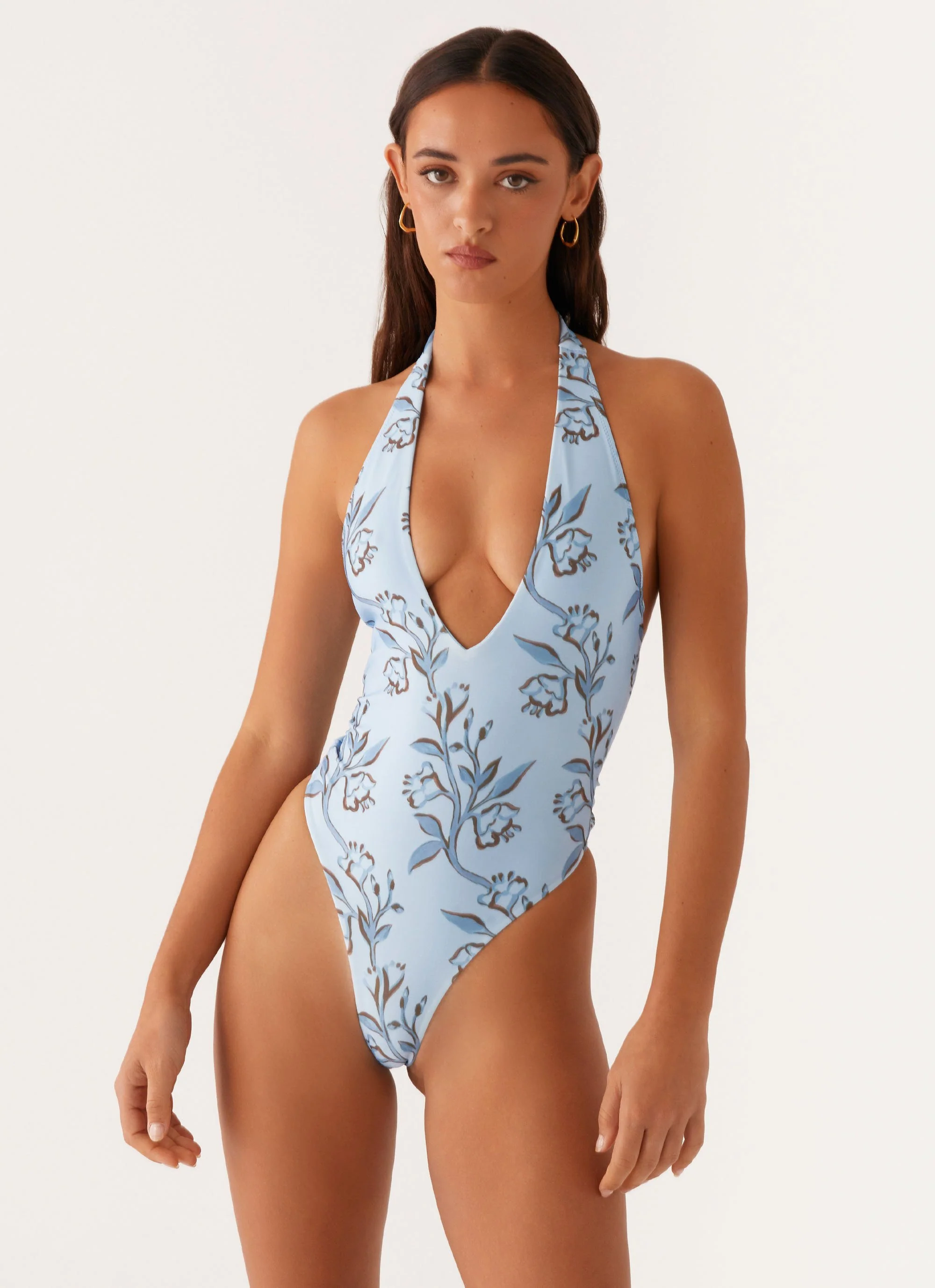 Delia One Piece Swimsuit - Blue Floral Print - Image 6