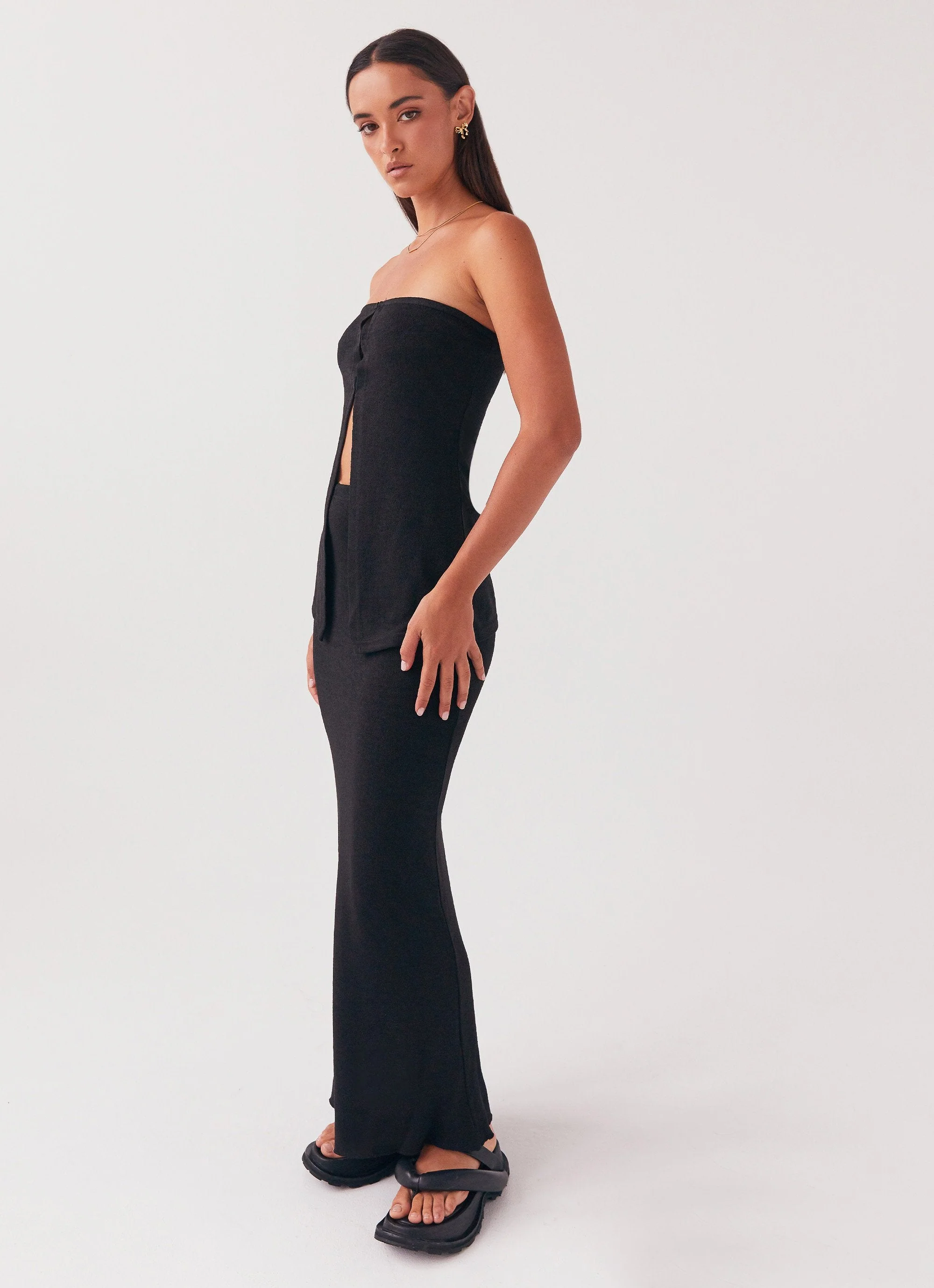 Delicate Lady Knit Maxi Skirt - Black - Image 3