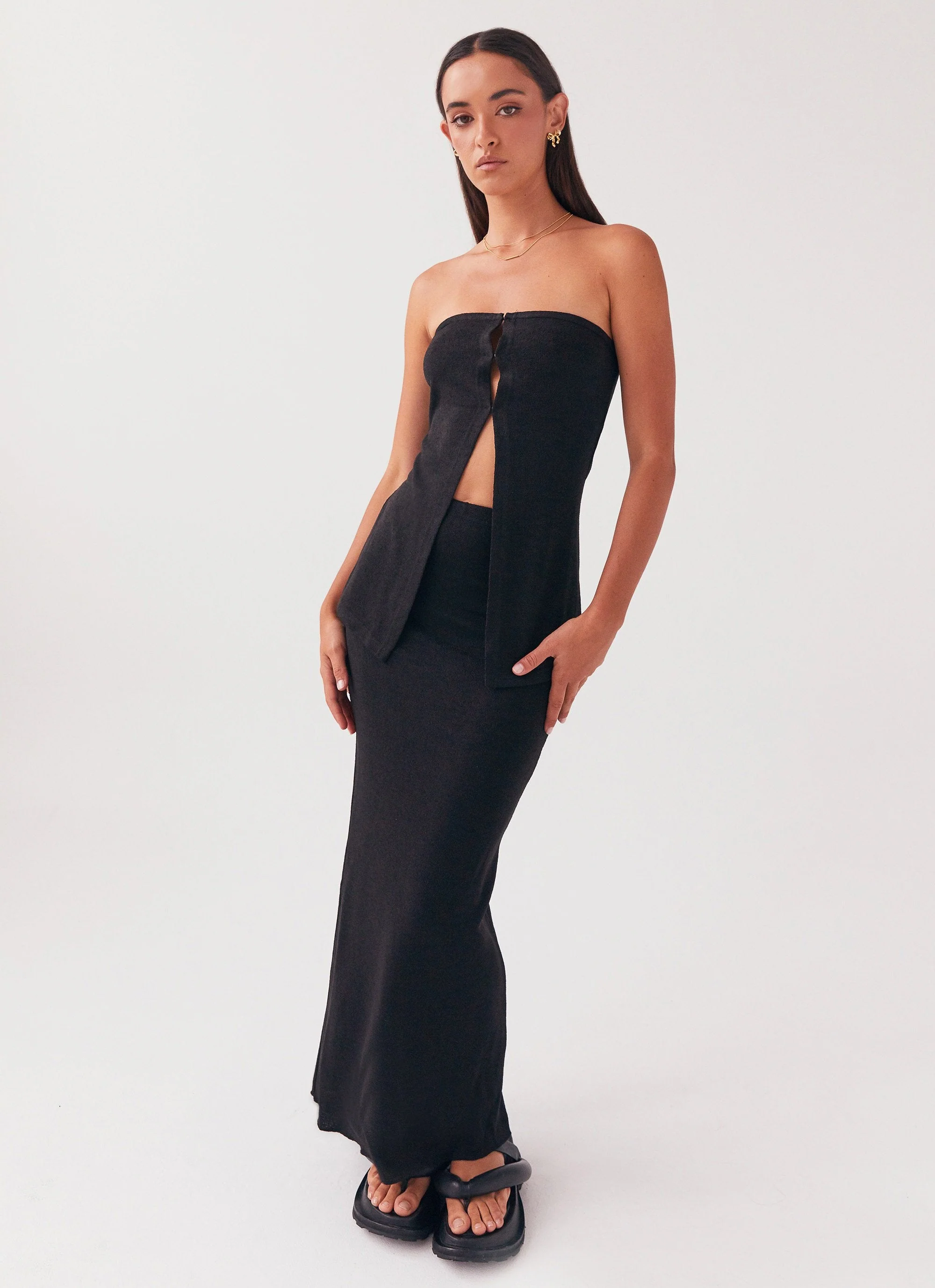 Delicate Lady Knit Maxi Skirt - Black - Image 6
