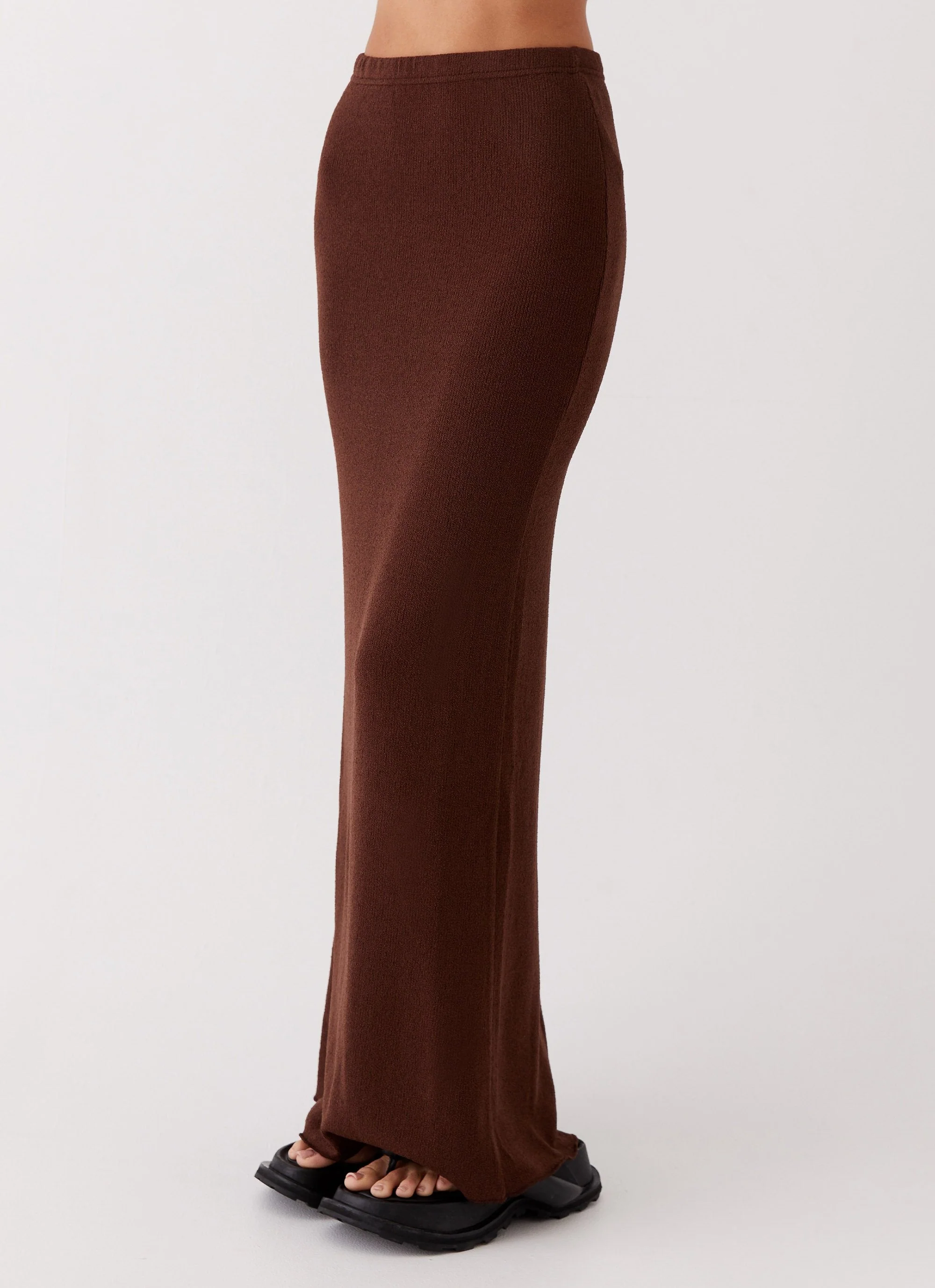 Delicate Lady Knit Maxi Skirt - Chocolate - Image 3