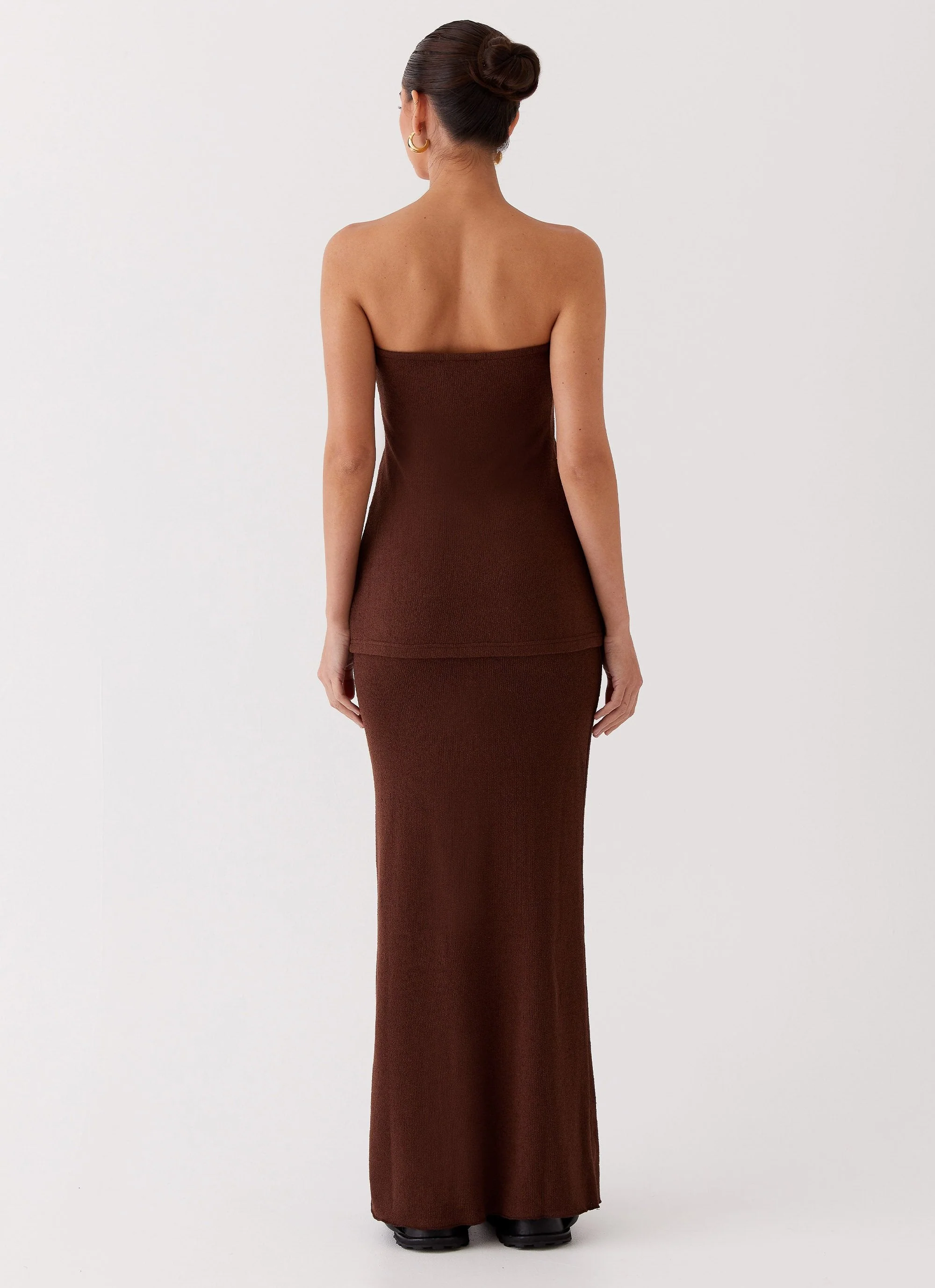 Delicate Lady Knit Maxi Skirt - Chocolate - Image 4