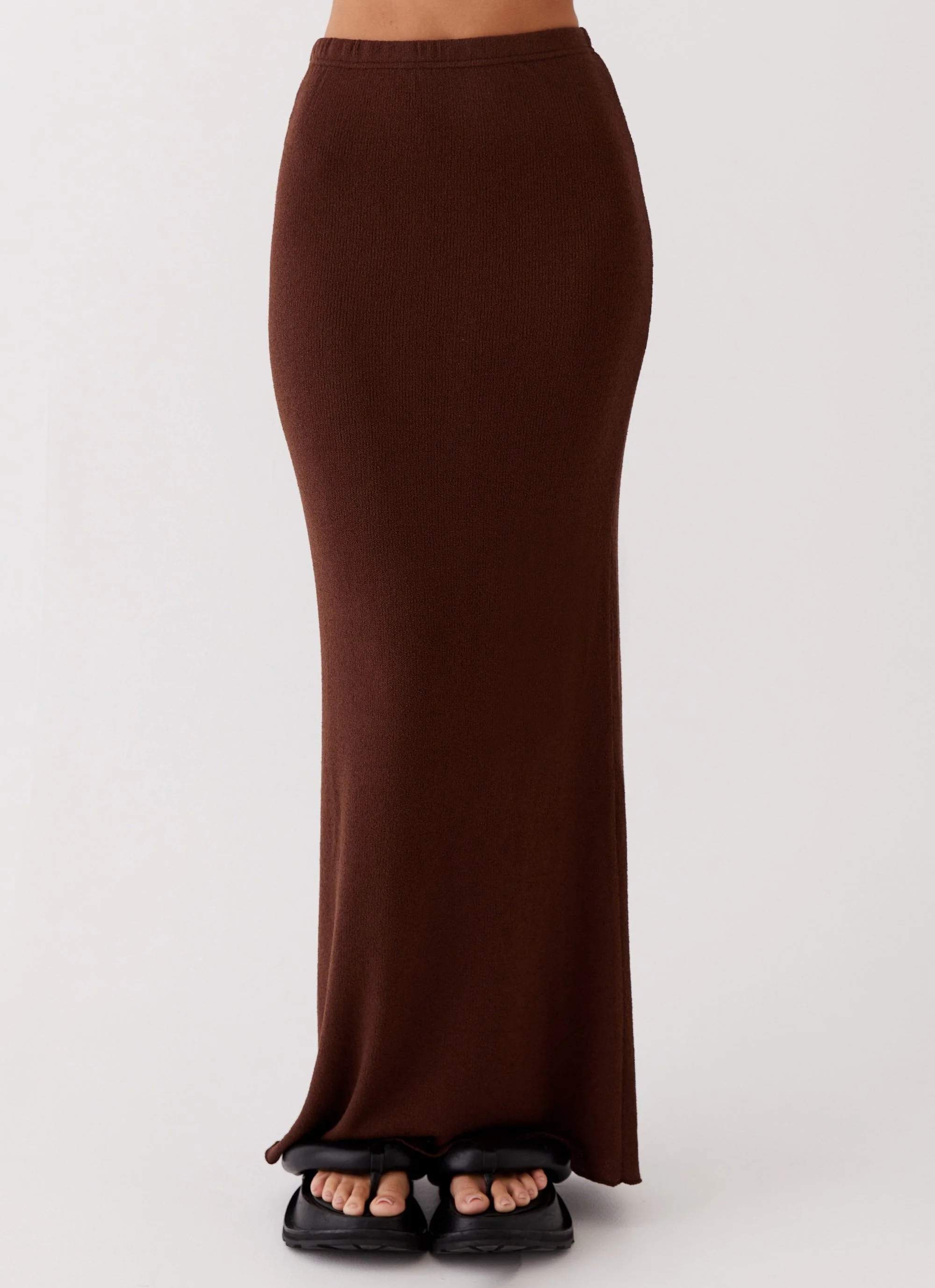 Delicate Lady Knit Maxi Skirt - Chocolate - Image 5