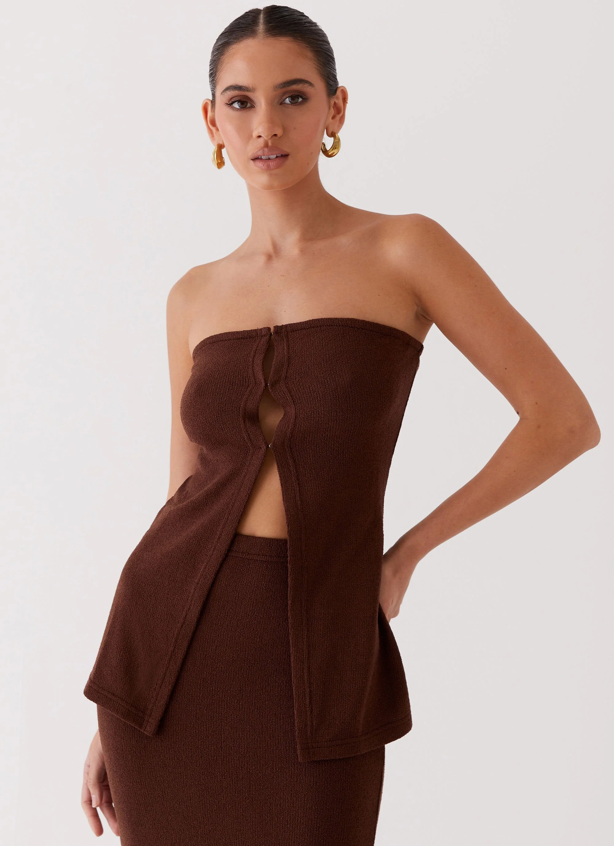 Delicate Lady Knit Top - Chocolate - Image 2