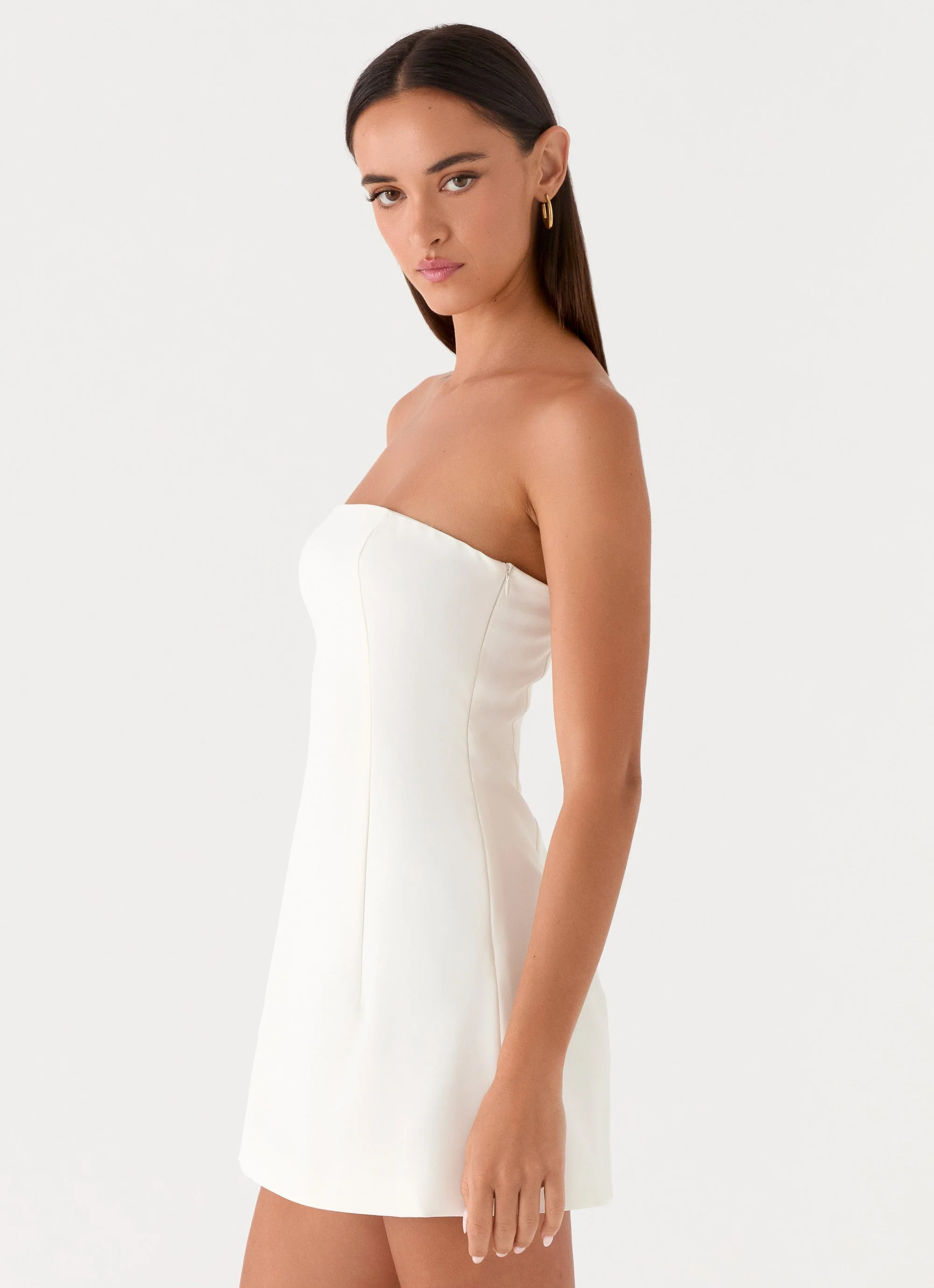 Della Strapless Mini Dress - White - Image 2