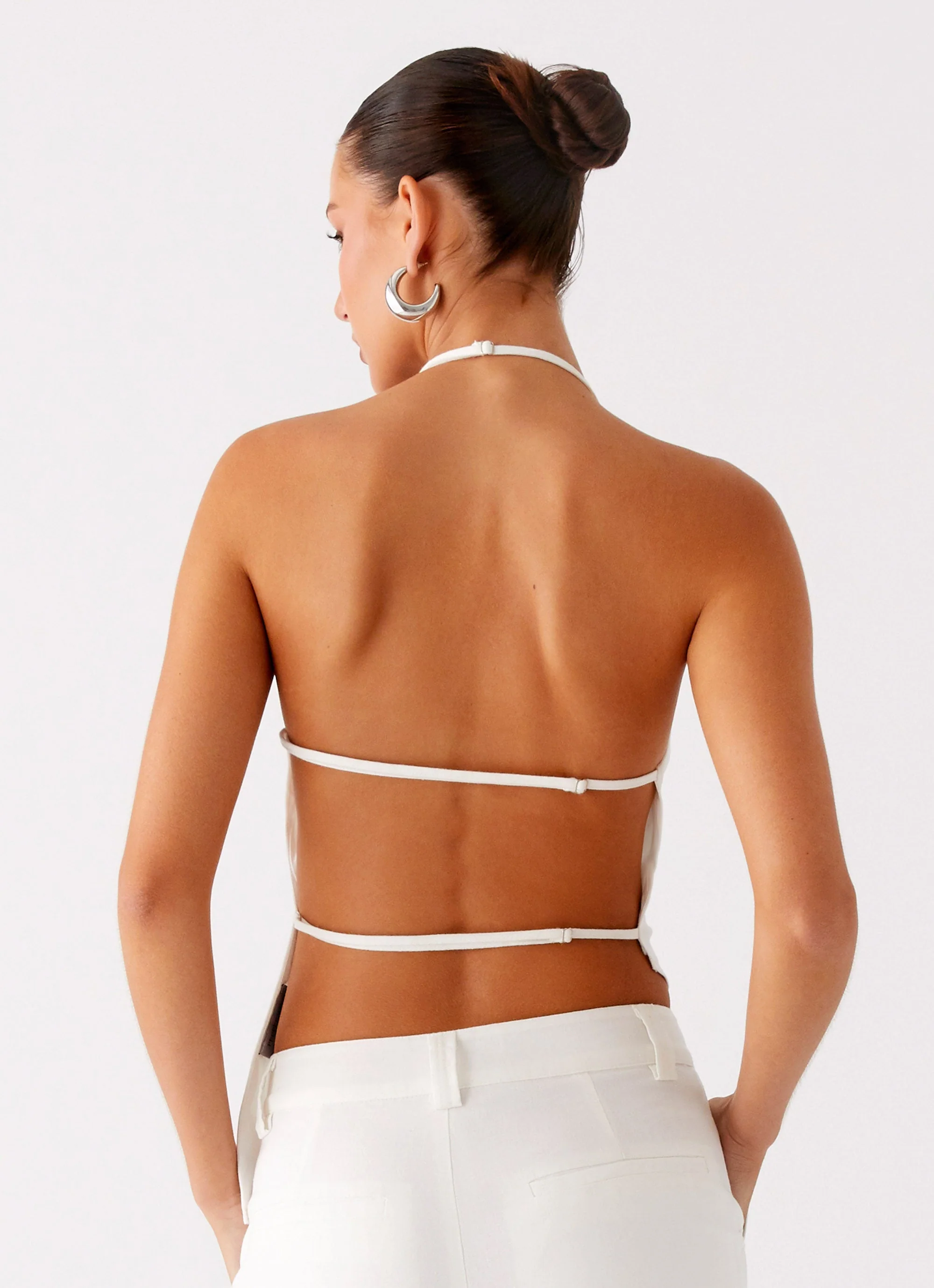 Delong Backless Linen Top - White - Image 3