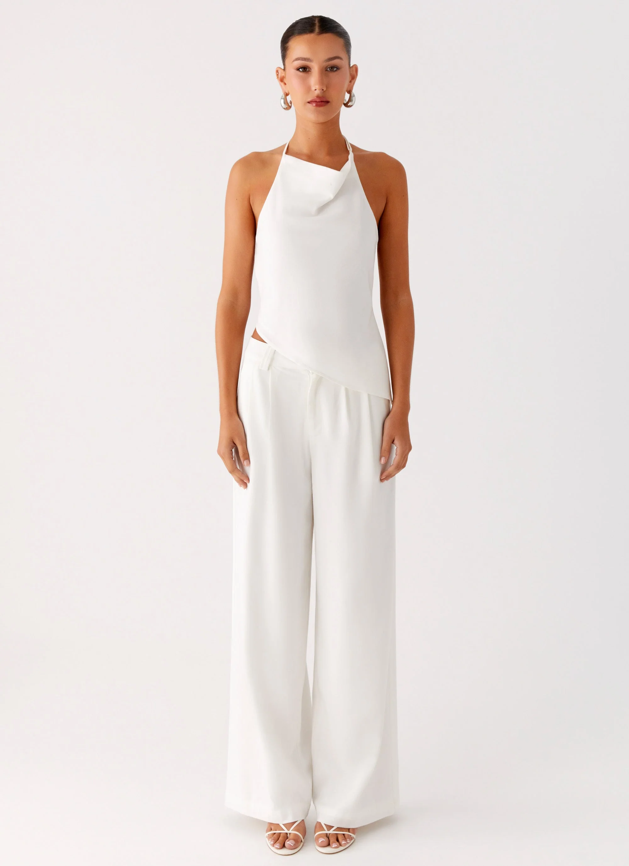 Delong Backless Linen Top - White - Image 4