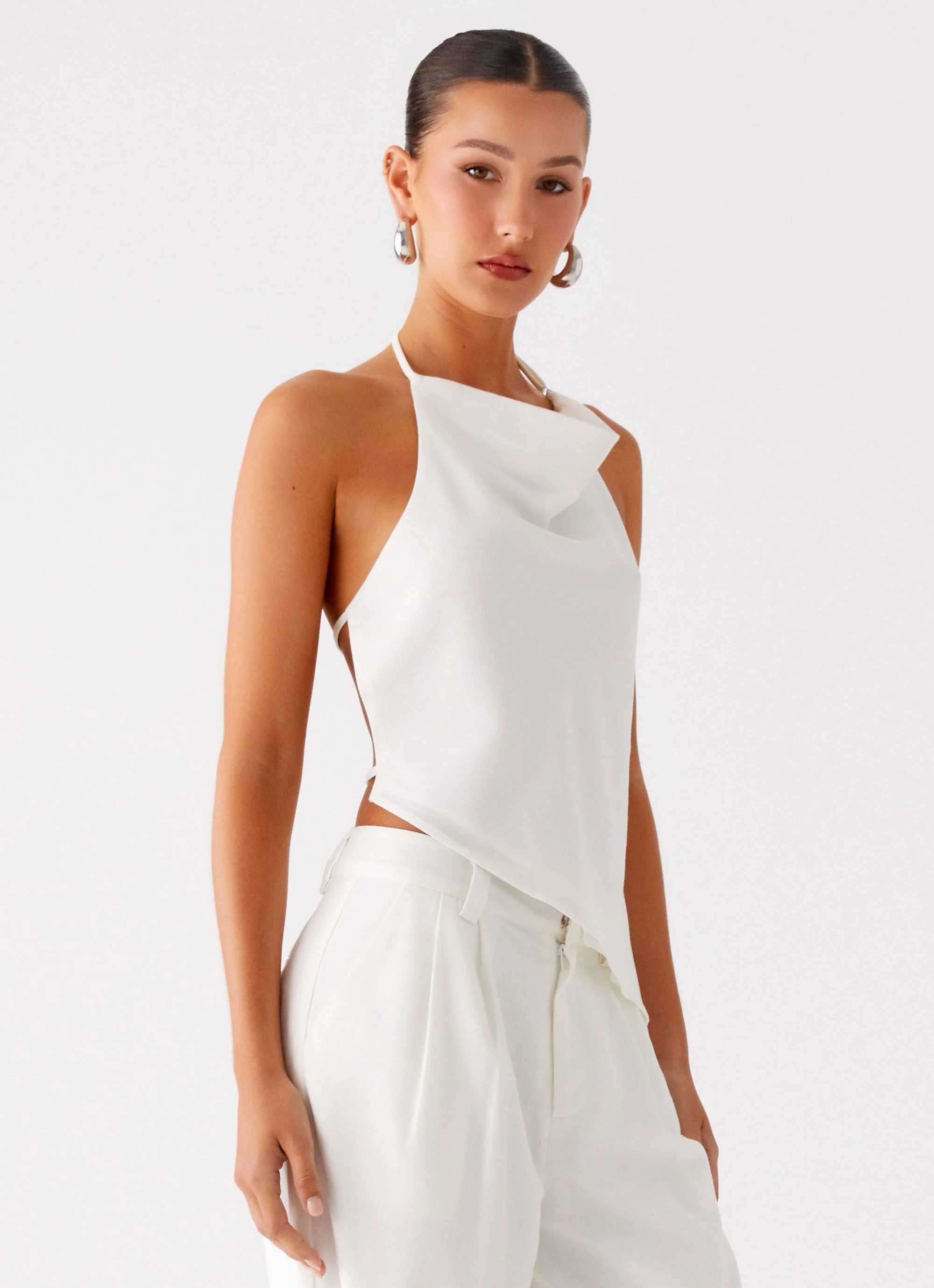 Delong Backless Linen Top - White - Image 5