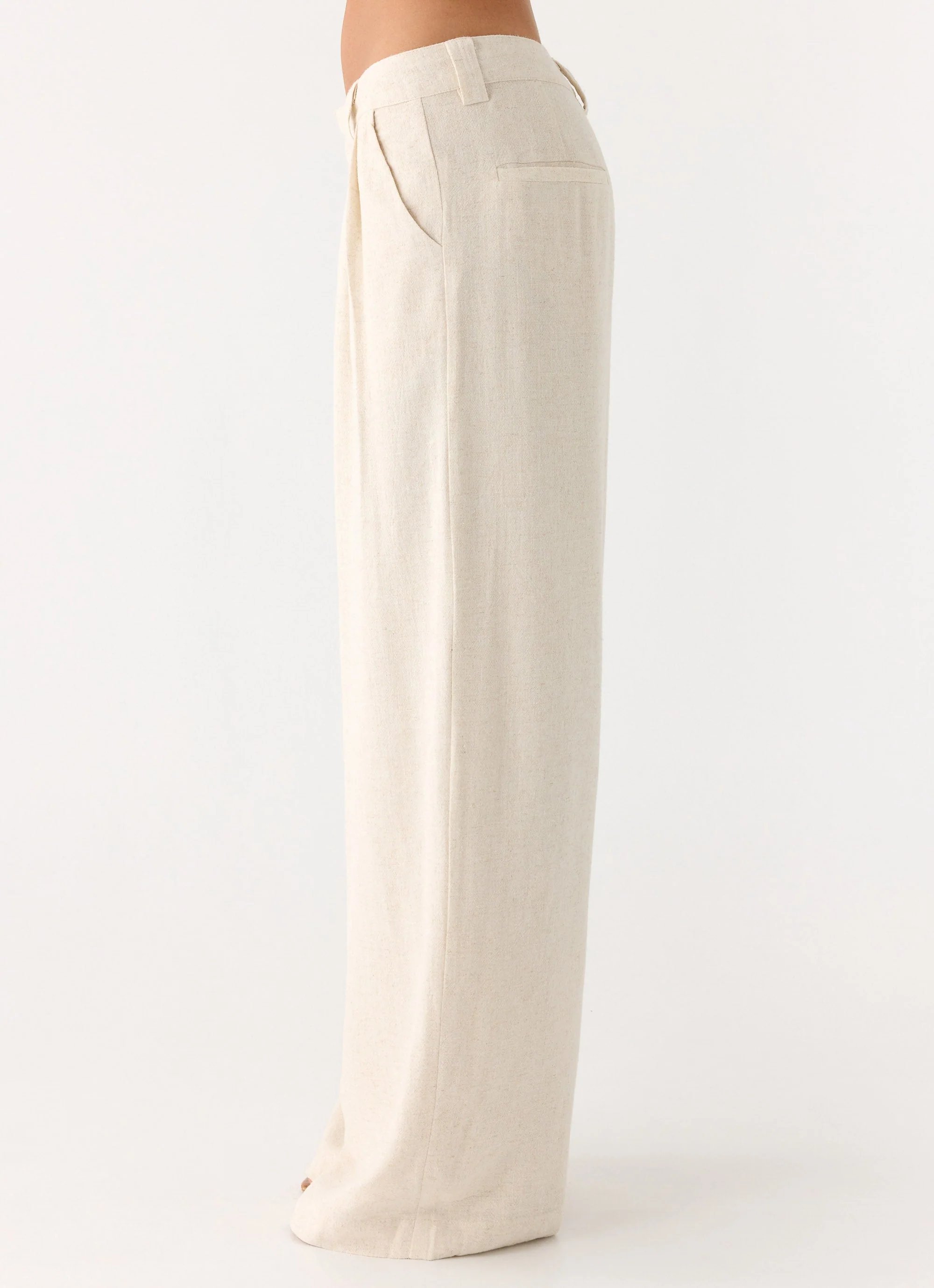 Delong Low Rise Linen Pants - Oatmeal - Image 3