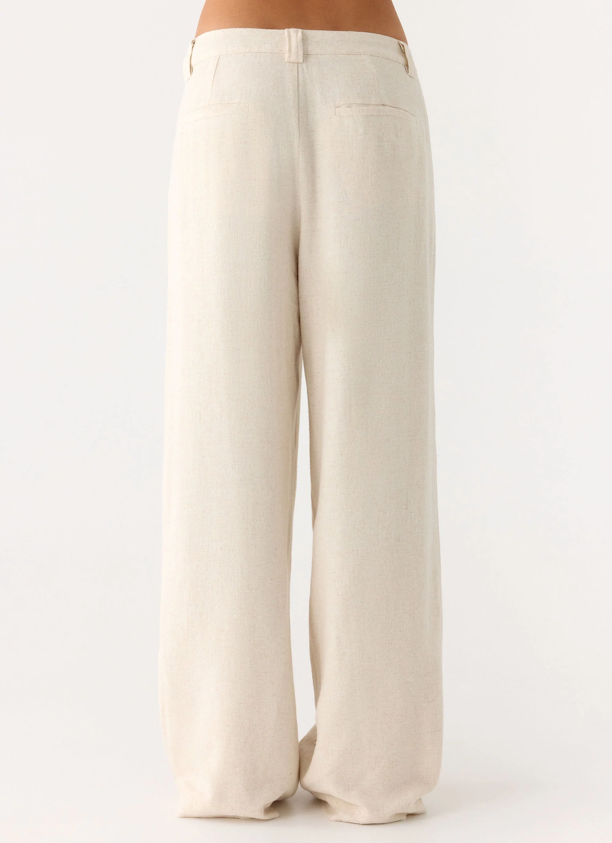Delong Low Rise Linen Pants - Oatmeal - Image 4