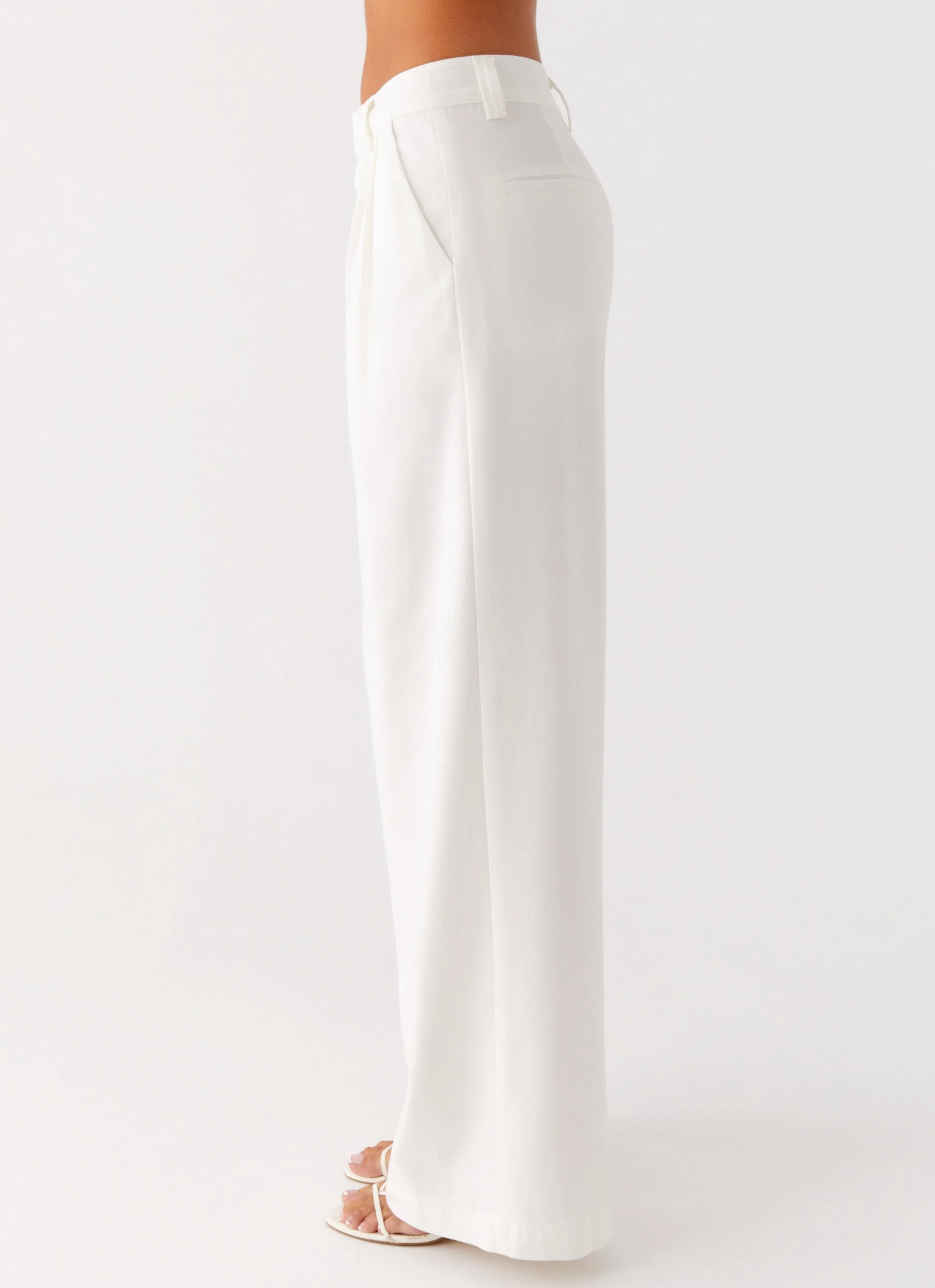 Delong Low Rise Linen Pants - White - Image 3