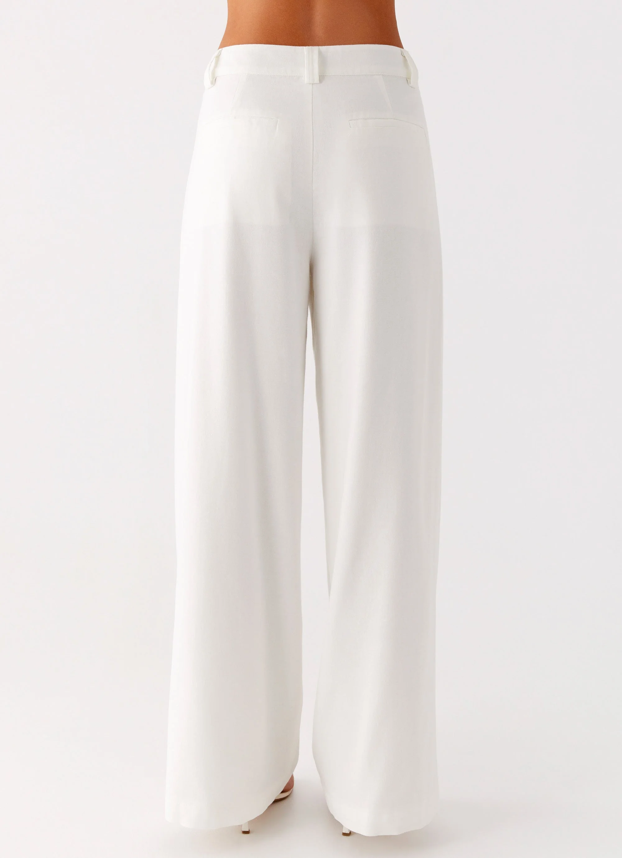 Delong Low Rise Linen Pants - White - Image 4
