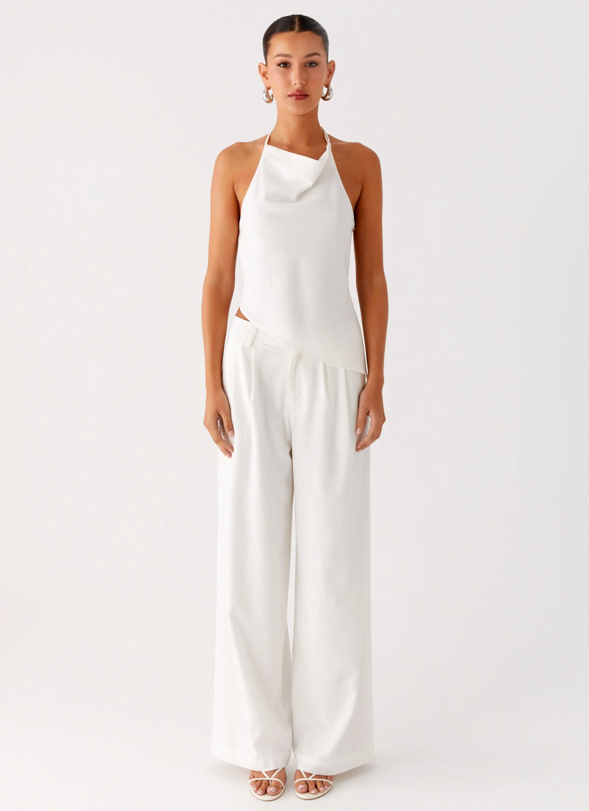 Delong Low Rise Linen Pants - White - Image 5