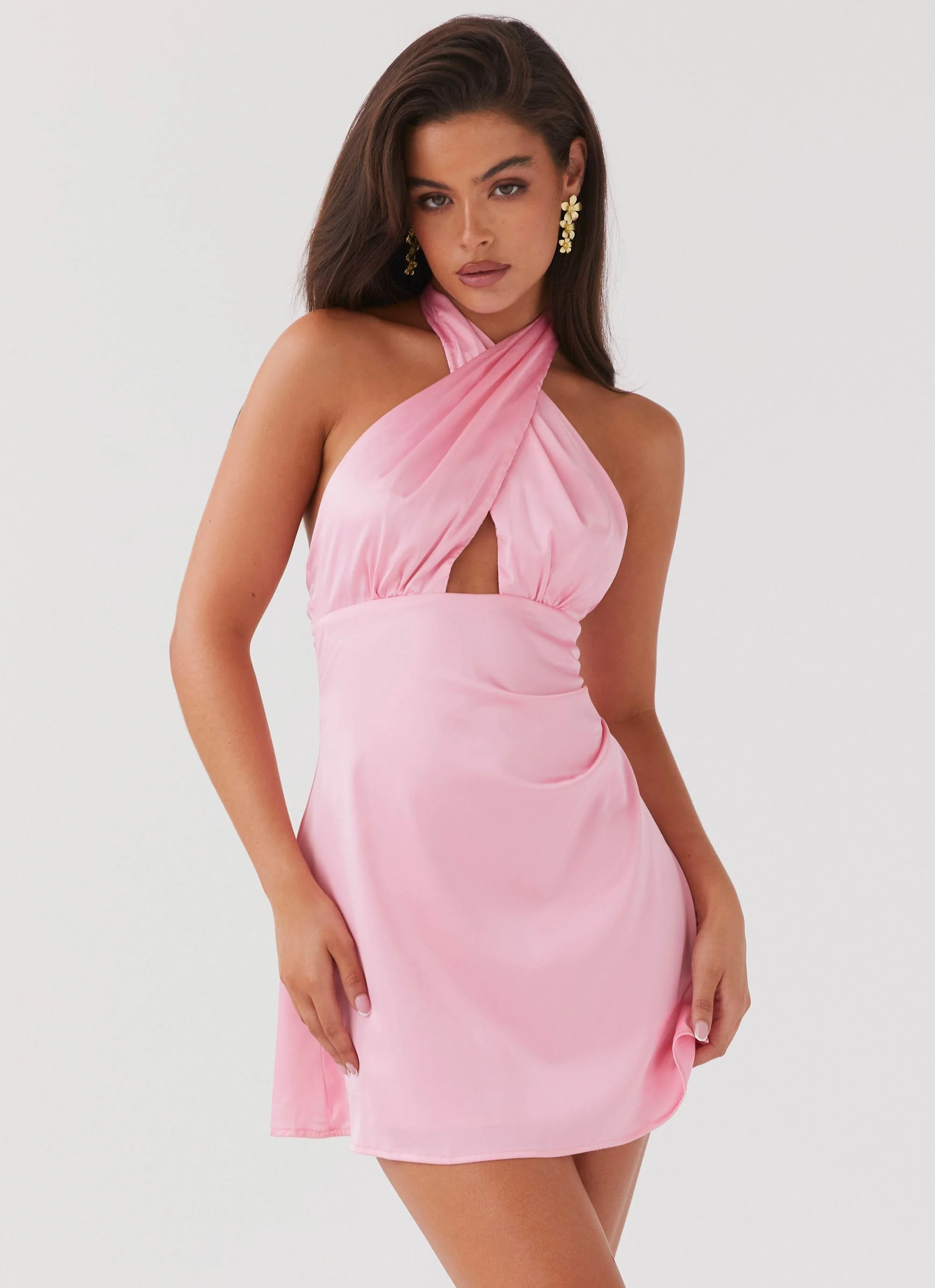 Demi Cross Over Mini Dress - Candy - Image 2