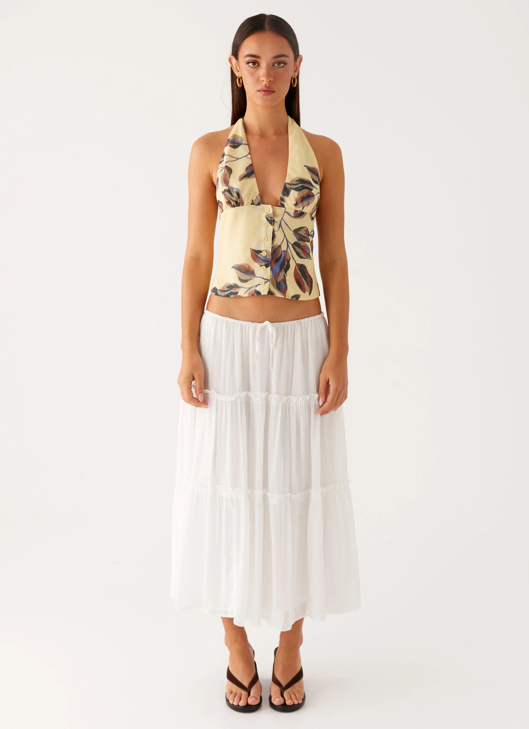 Devoted Halterneck Top - Buttercream Floral - Image 6