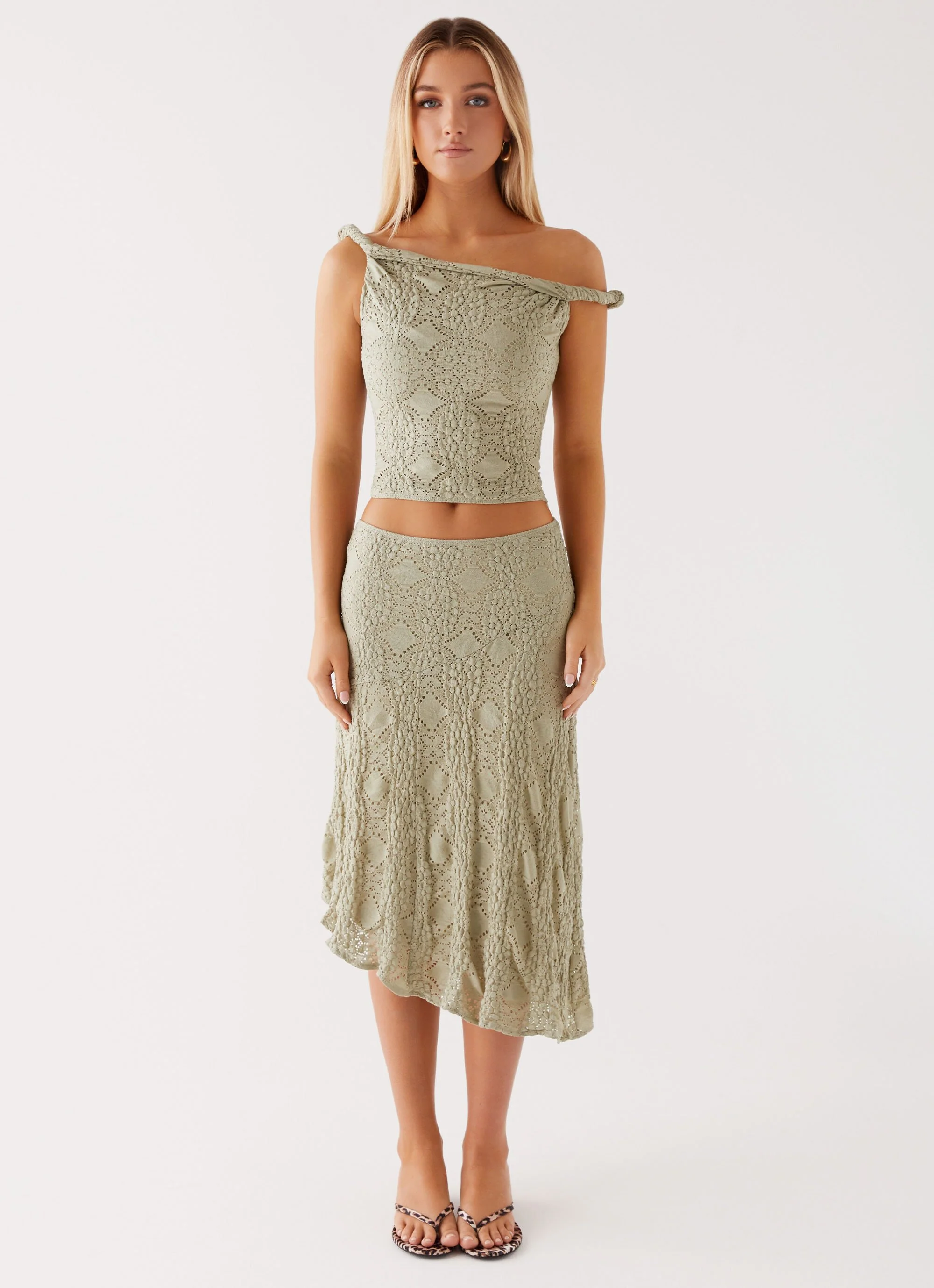 Diamond Sky Midi Skirt - Sage - Image 3
