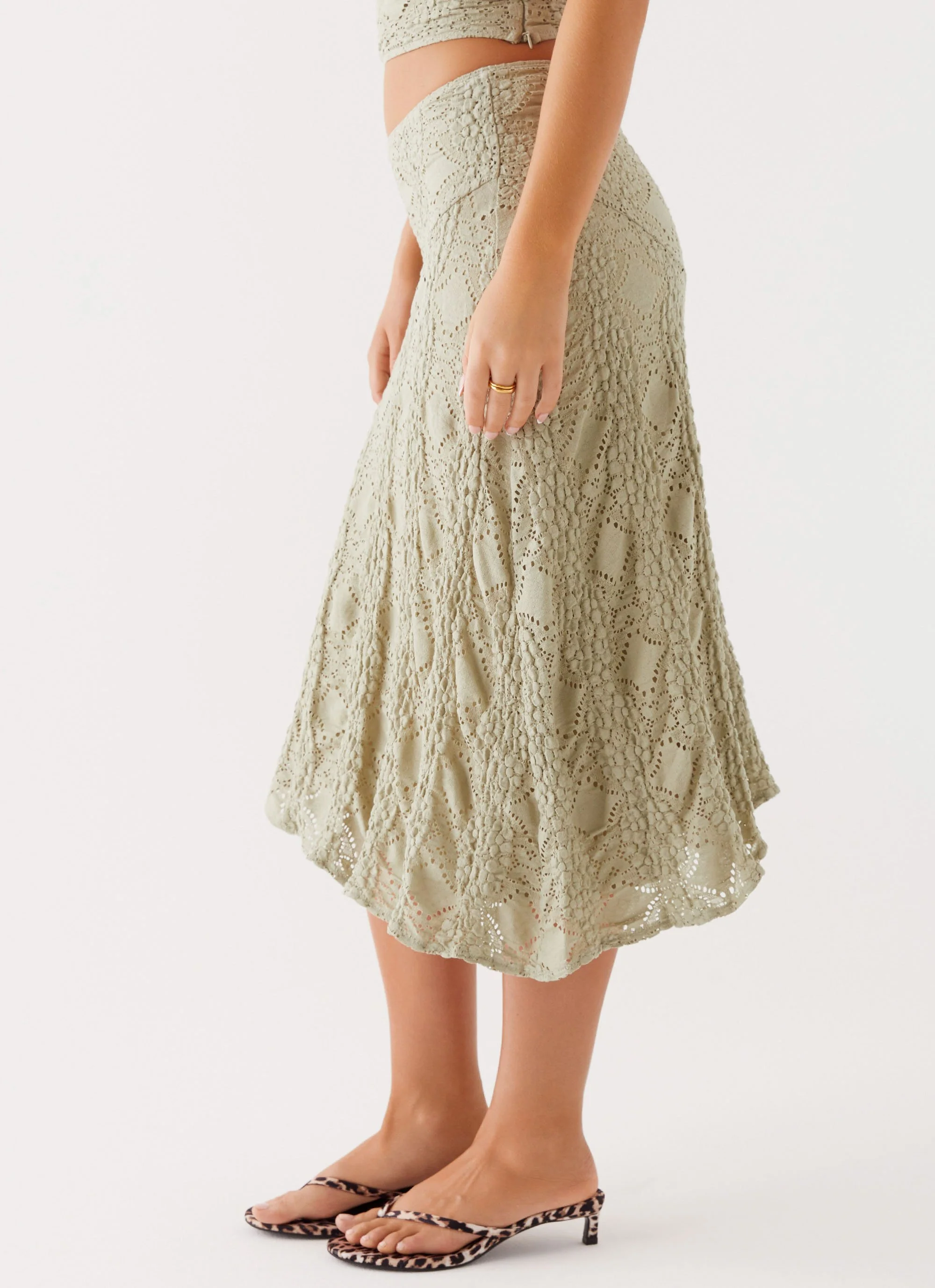 Diamond Sky Midi Skirt - Sage - Image 4