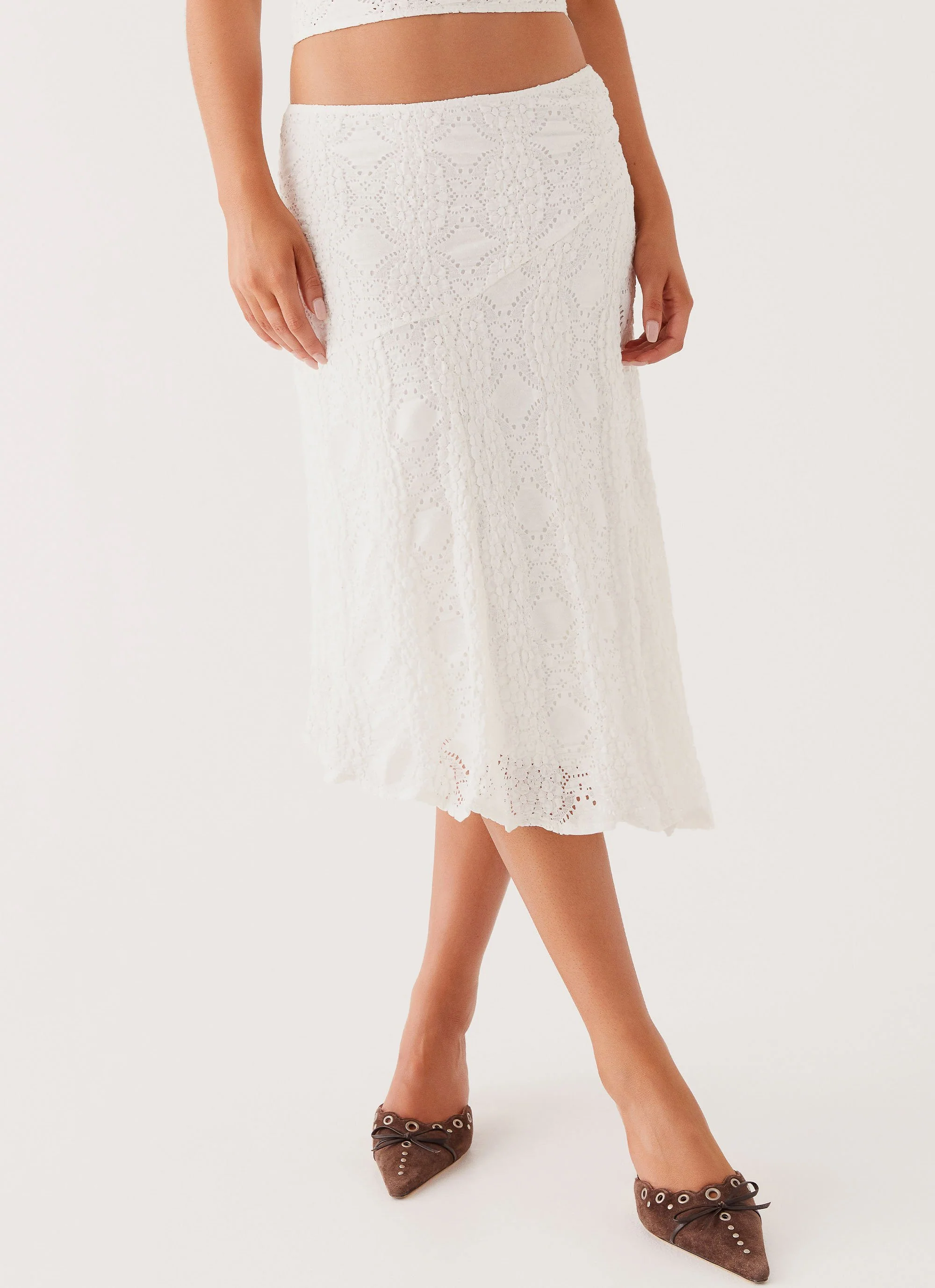 Diamond Sky Midi Skirt - White - Image 7