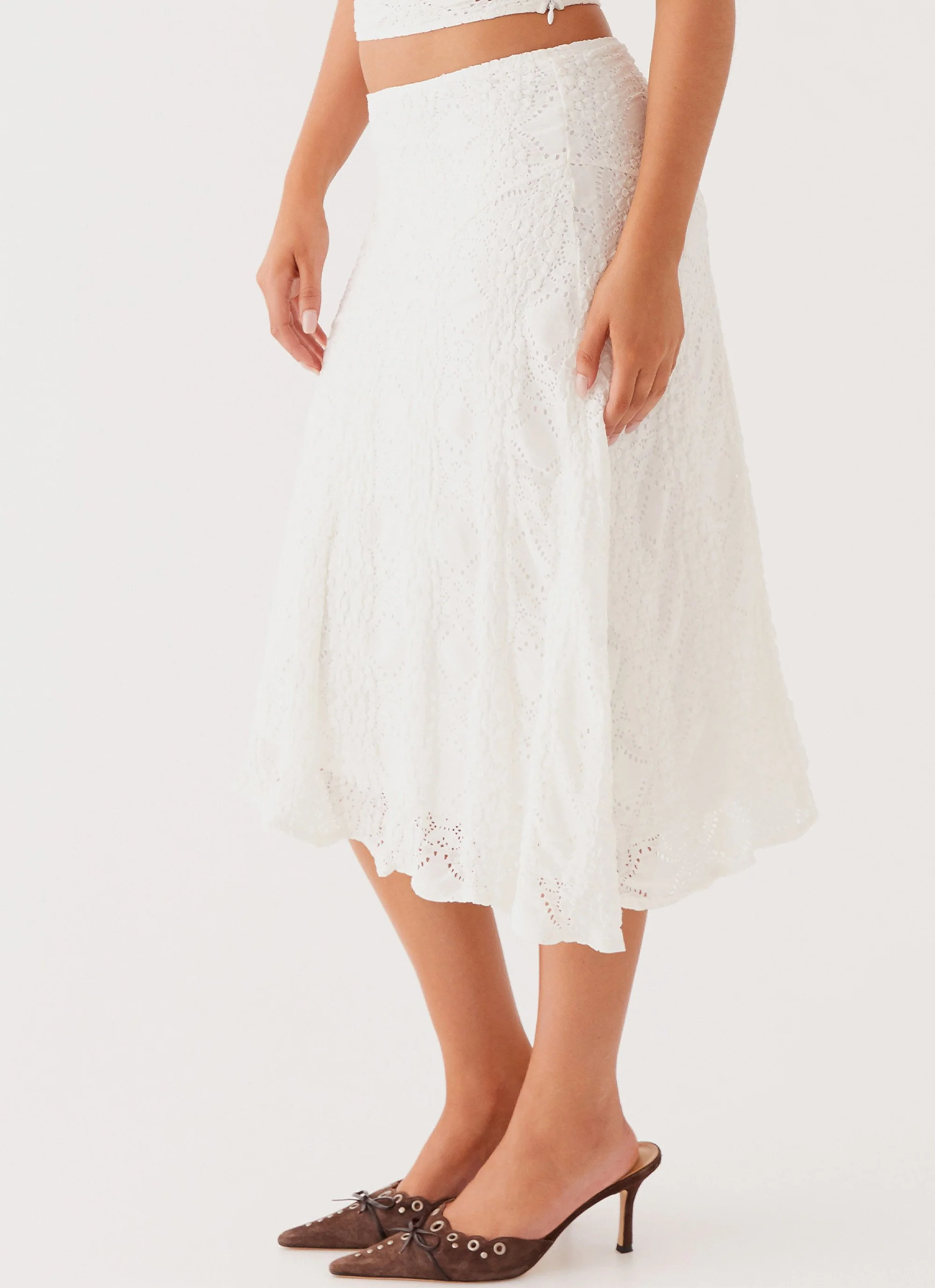 Diamond Sky Midi Skirt - White - Image 8
