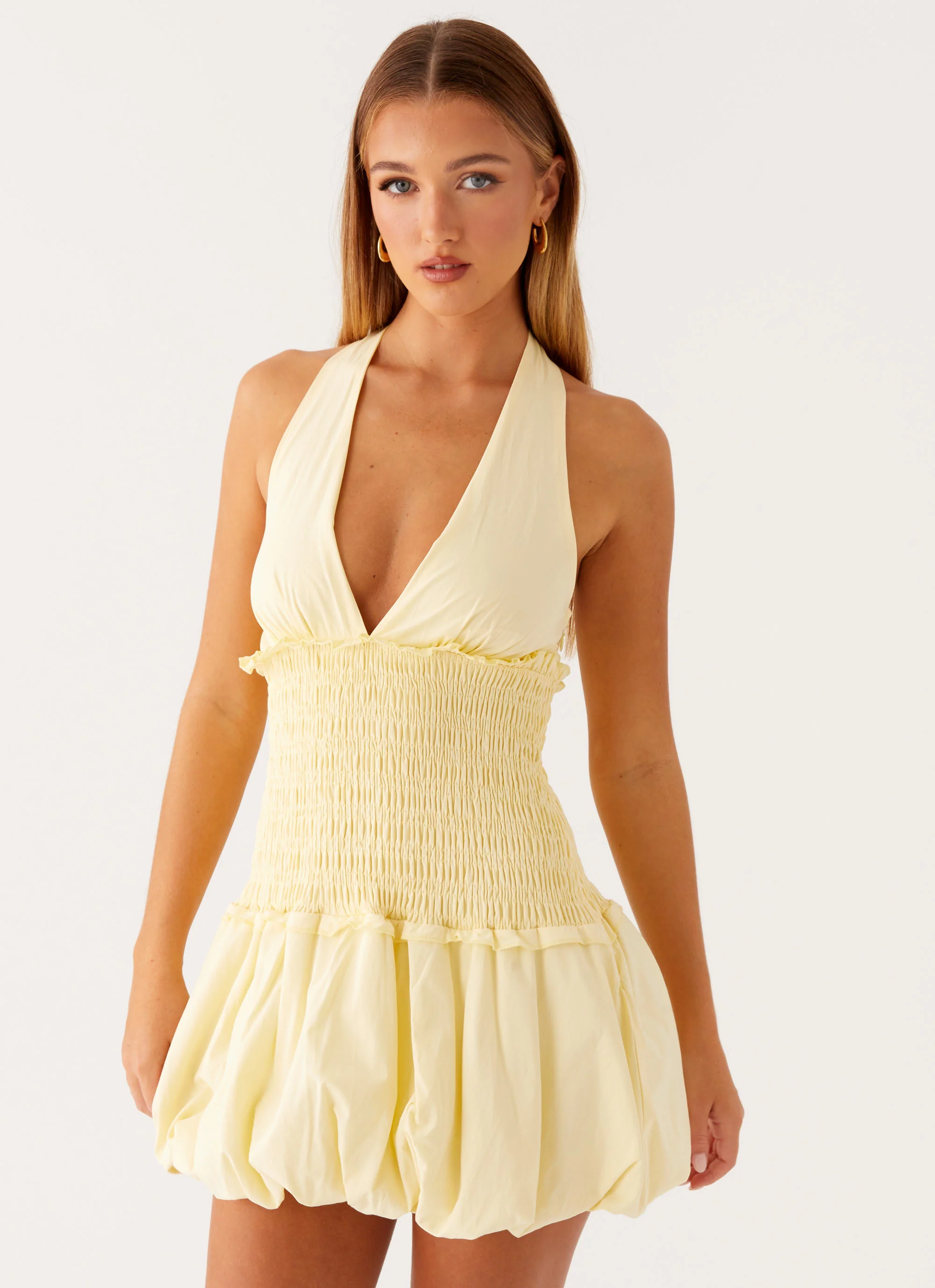 Dimi Bubble Mini Dress - Yellow - Image 2