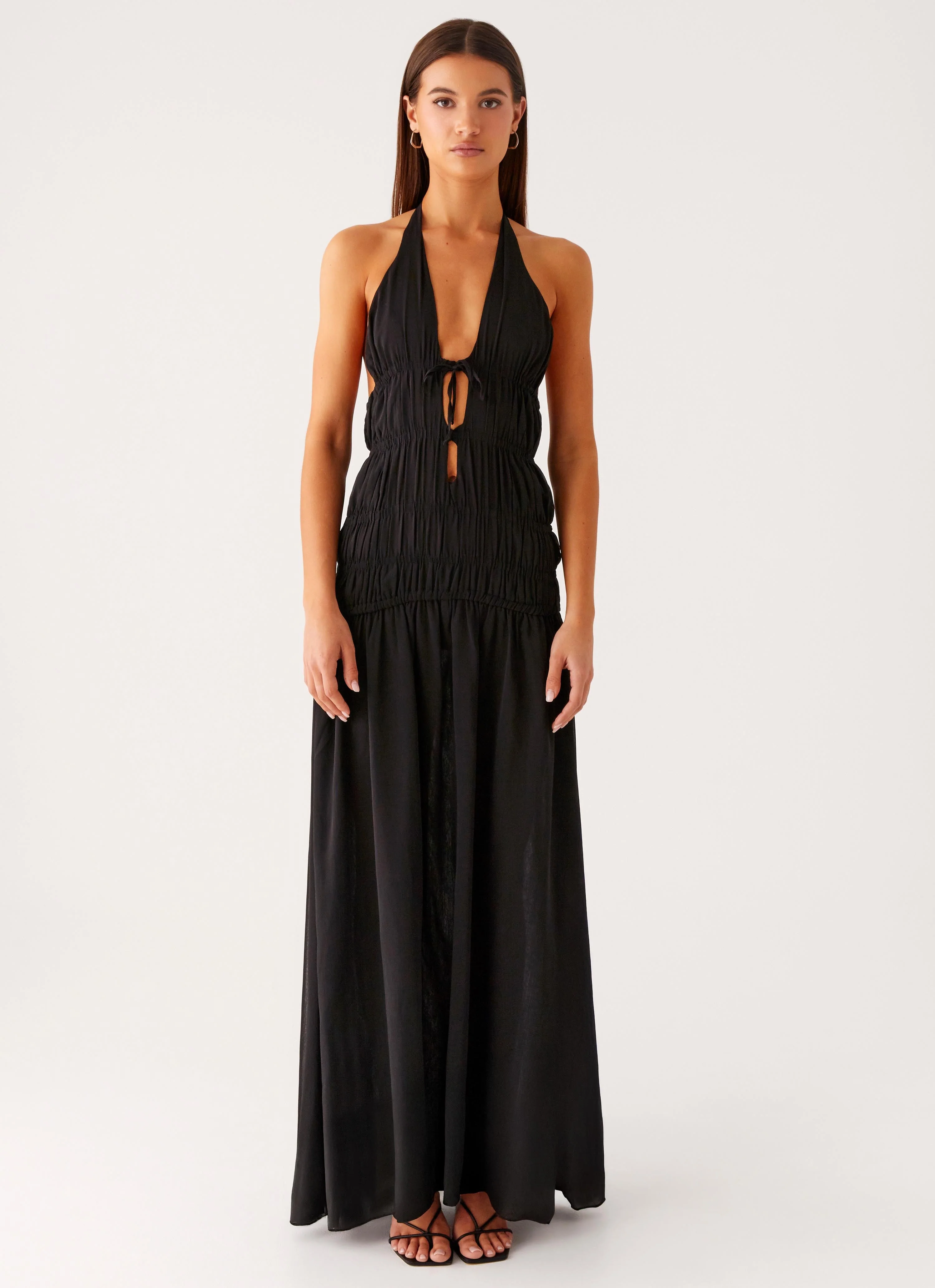 Dione Halter Maxi Dress - Black - Image 2