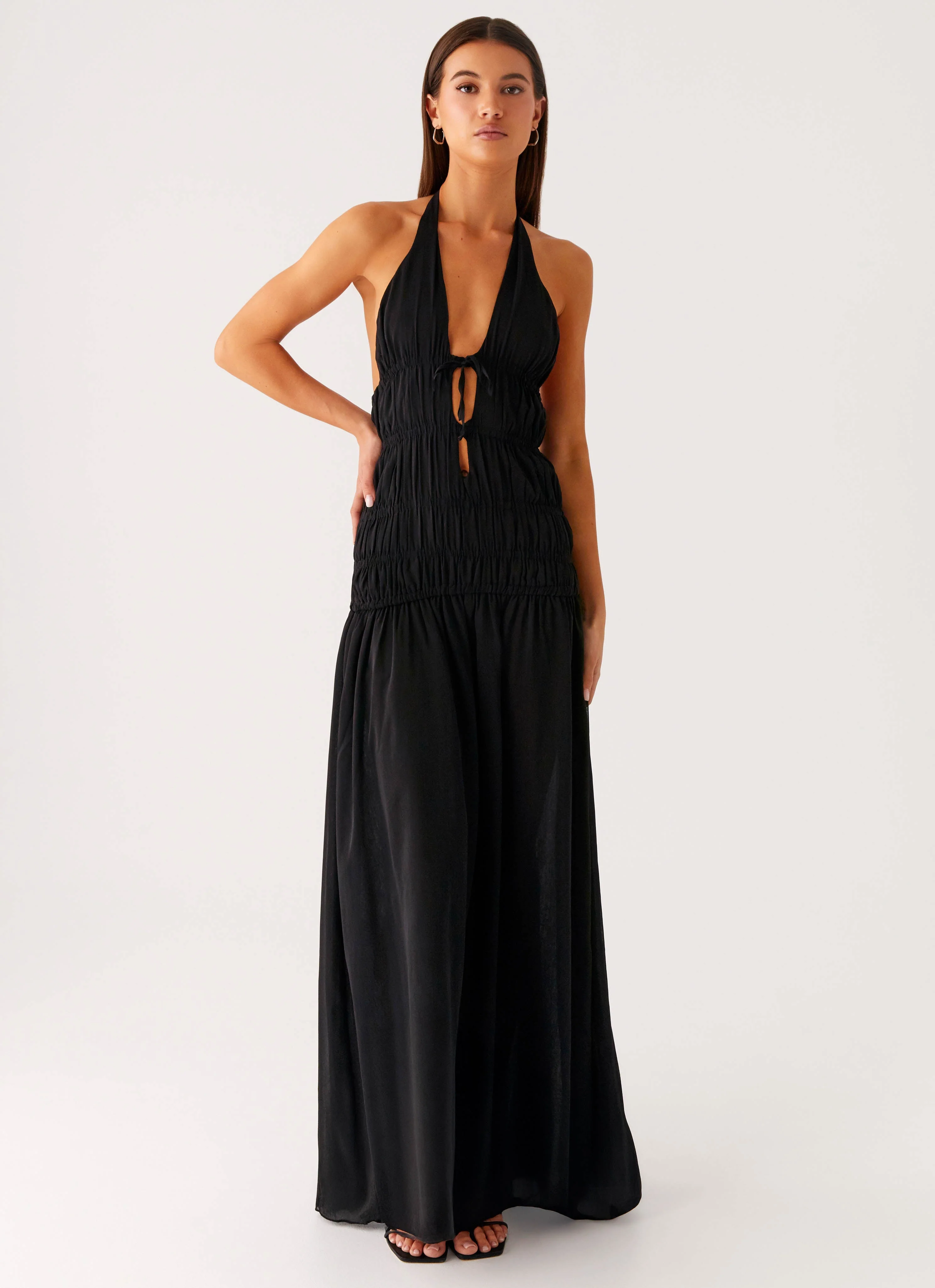 Dione Halter Maxi Dress - Black - Image 5