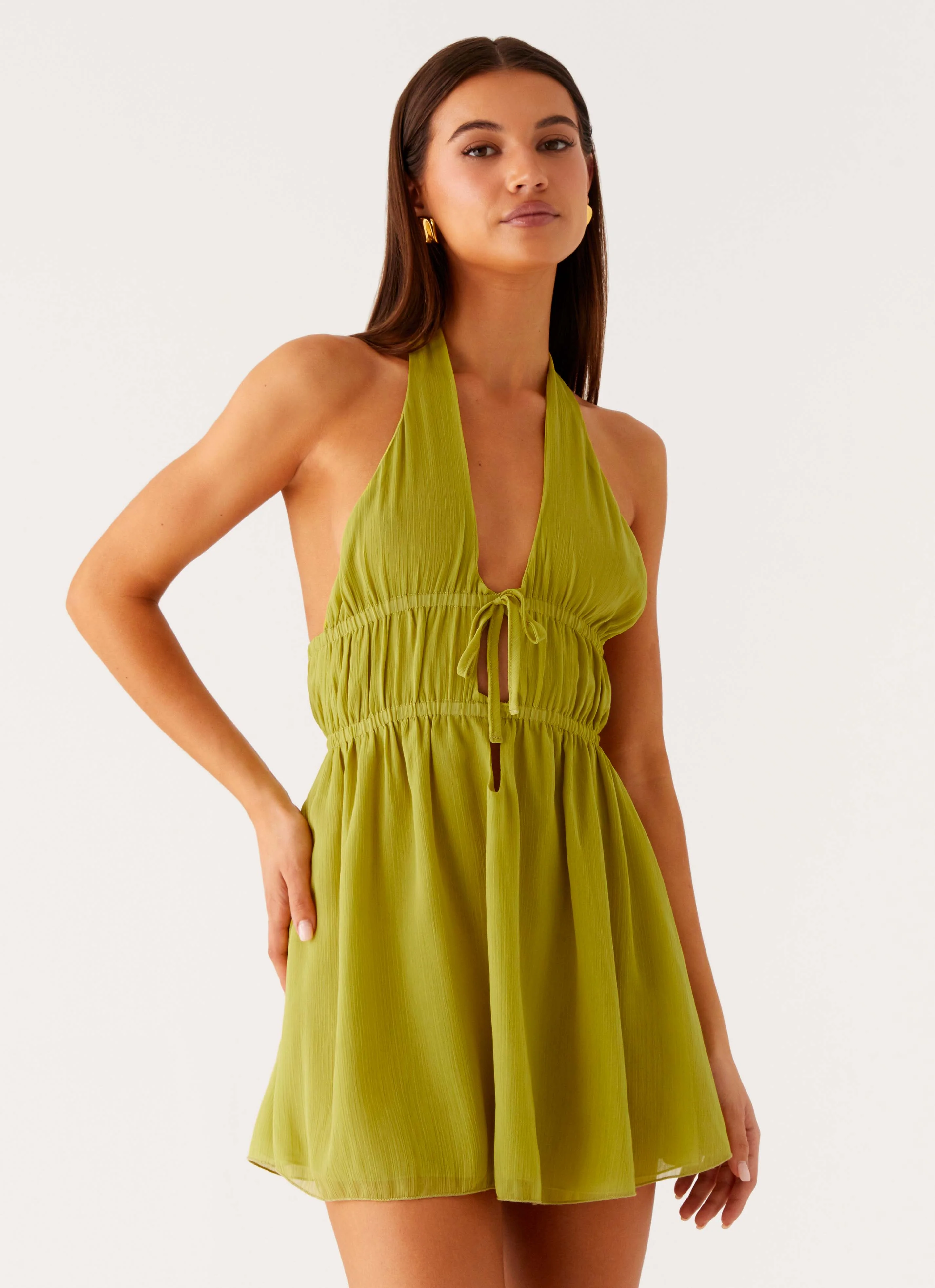 Dione Halter Mini Dress - Citrus - Image 5
