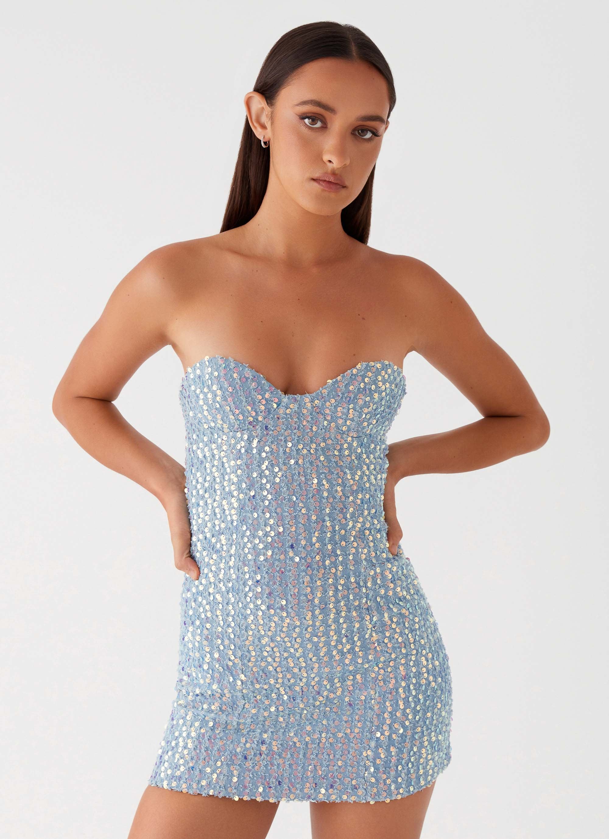 Disturbia Sequin Mini Dress - Sequin Denim - Image 6