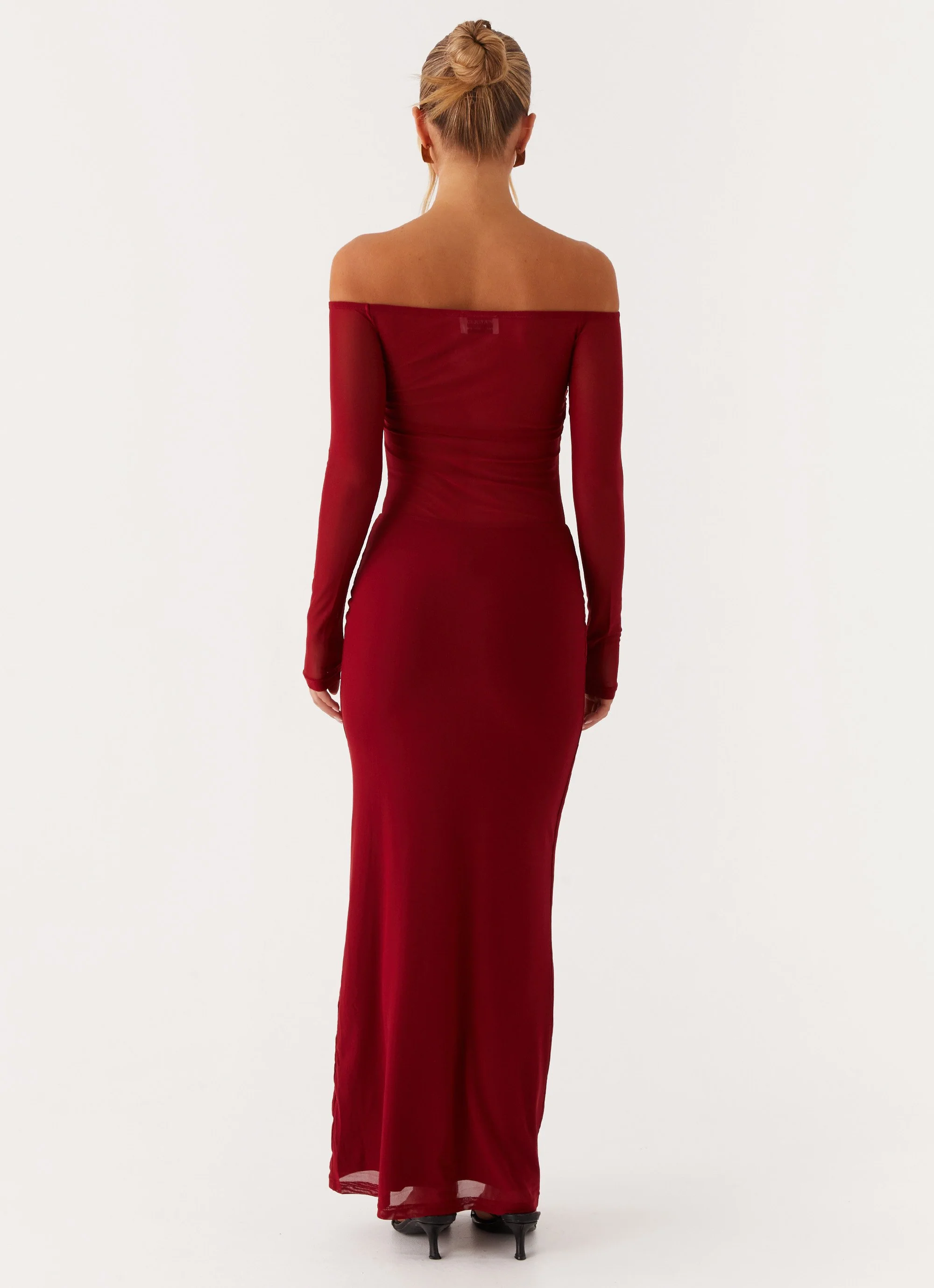 Divine Beauty Mesh Maxi Dress - Maroon - Image 4