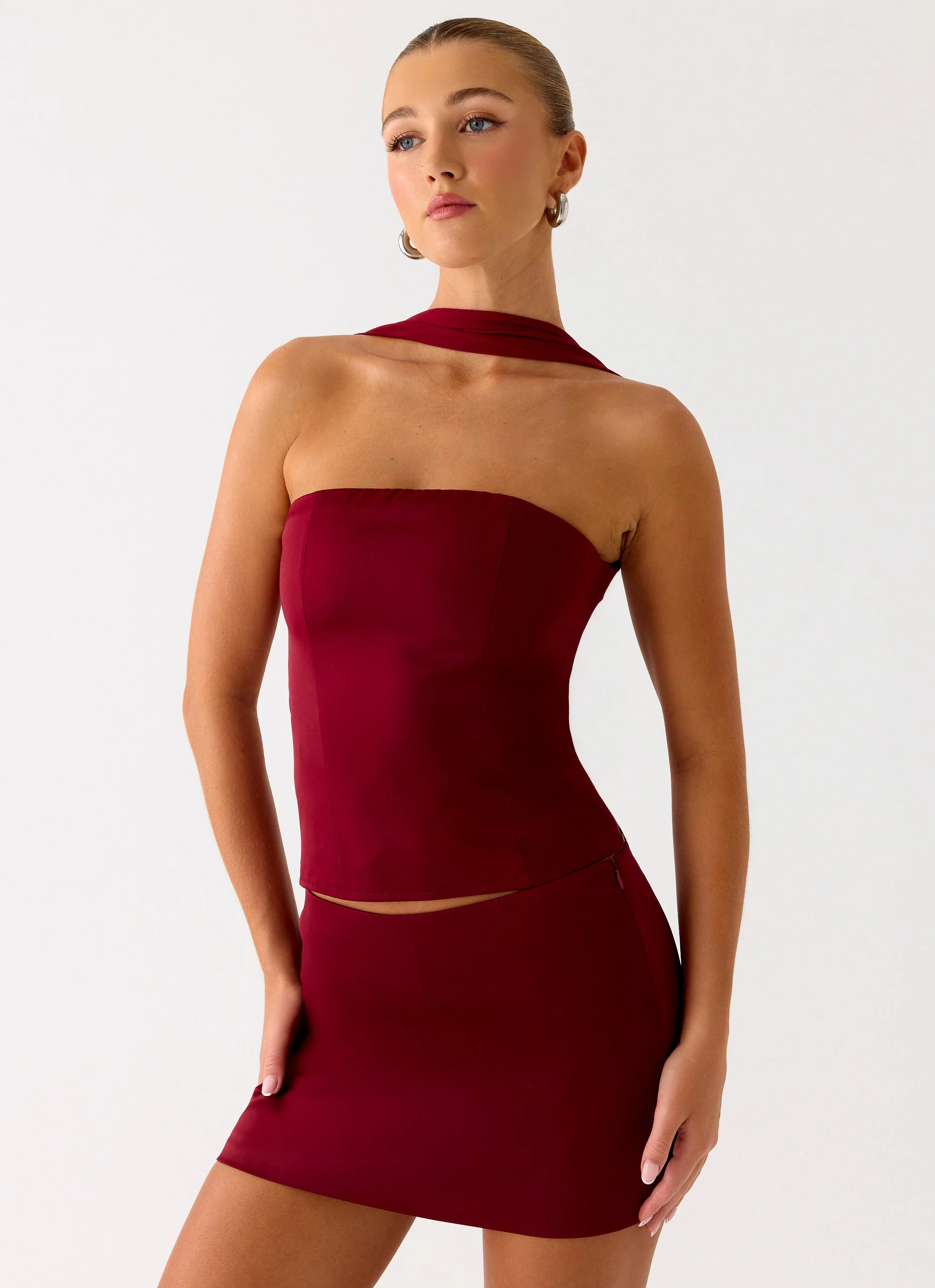 Do It Again Mini Skirt - Dark Cherry - Image 7