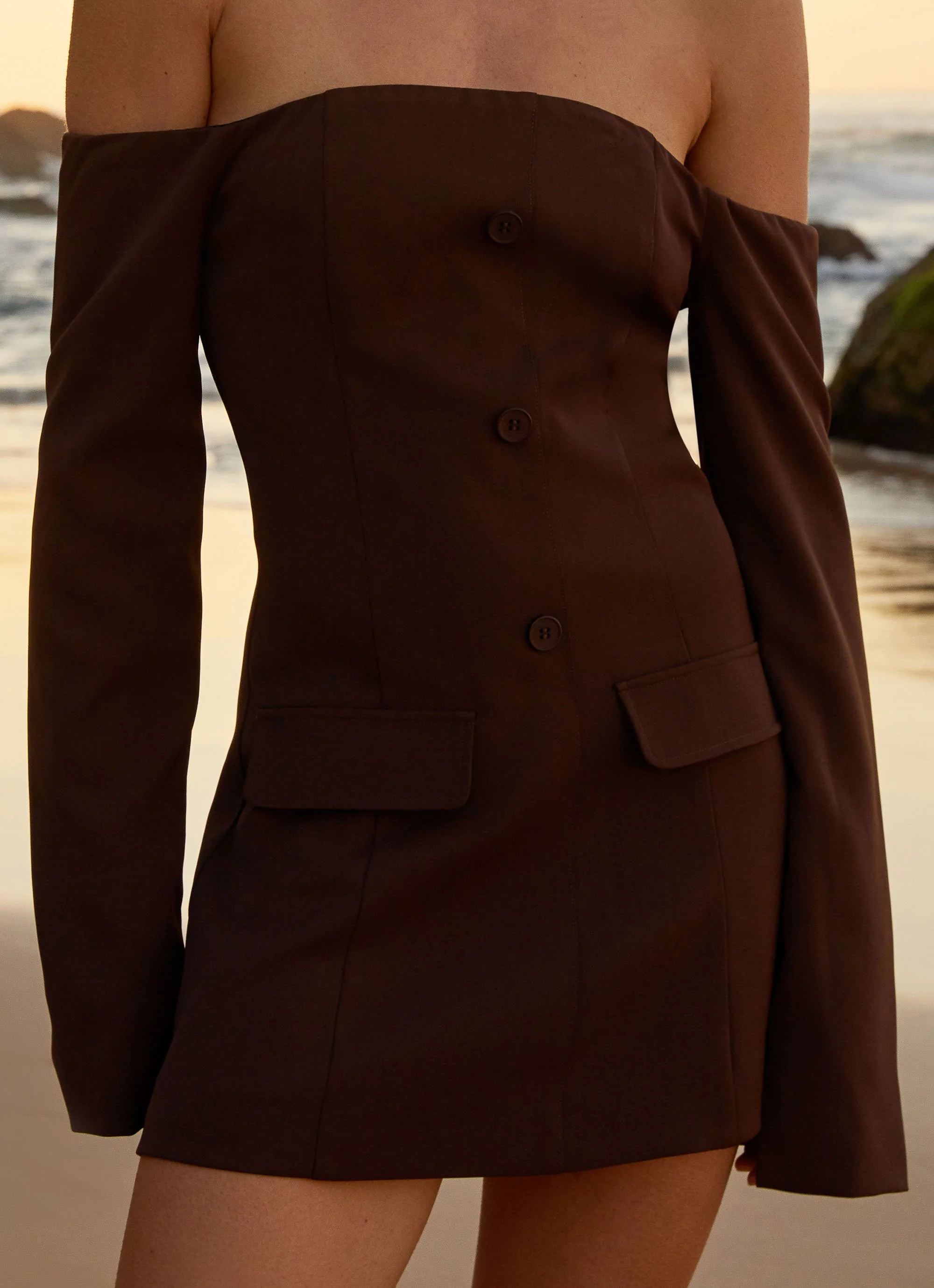 Dominique Blazer Mini Dress - Chocolate - Image 8