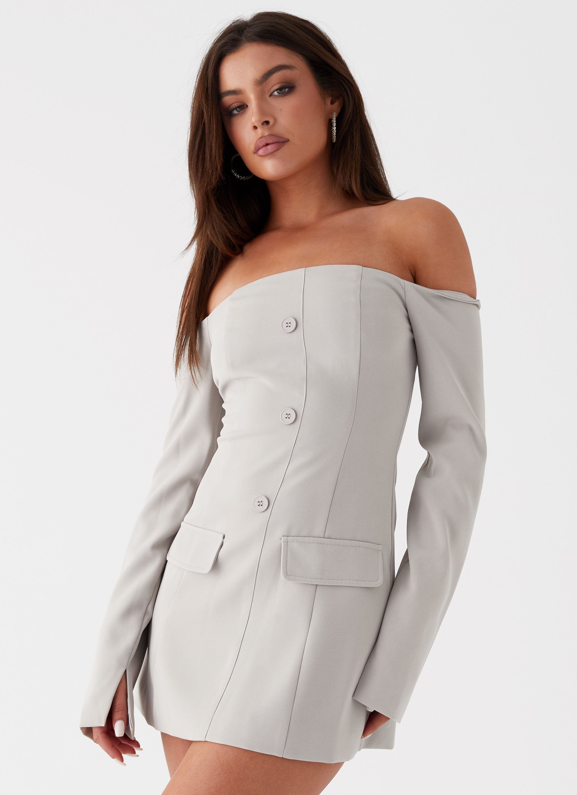 Dominique Blazer Mini Dress - Grey - Image 6