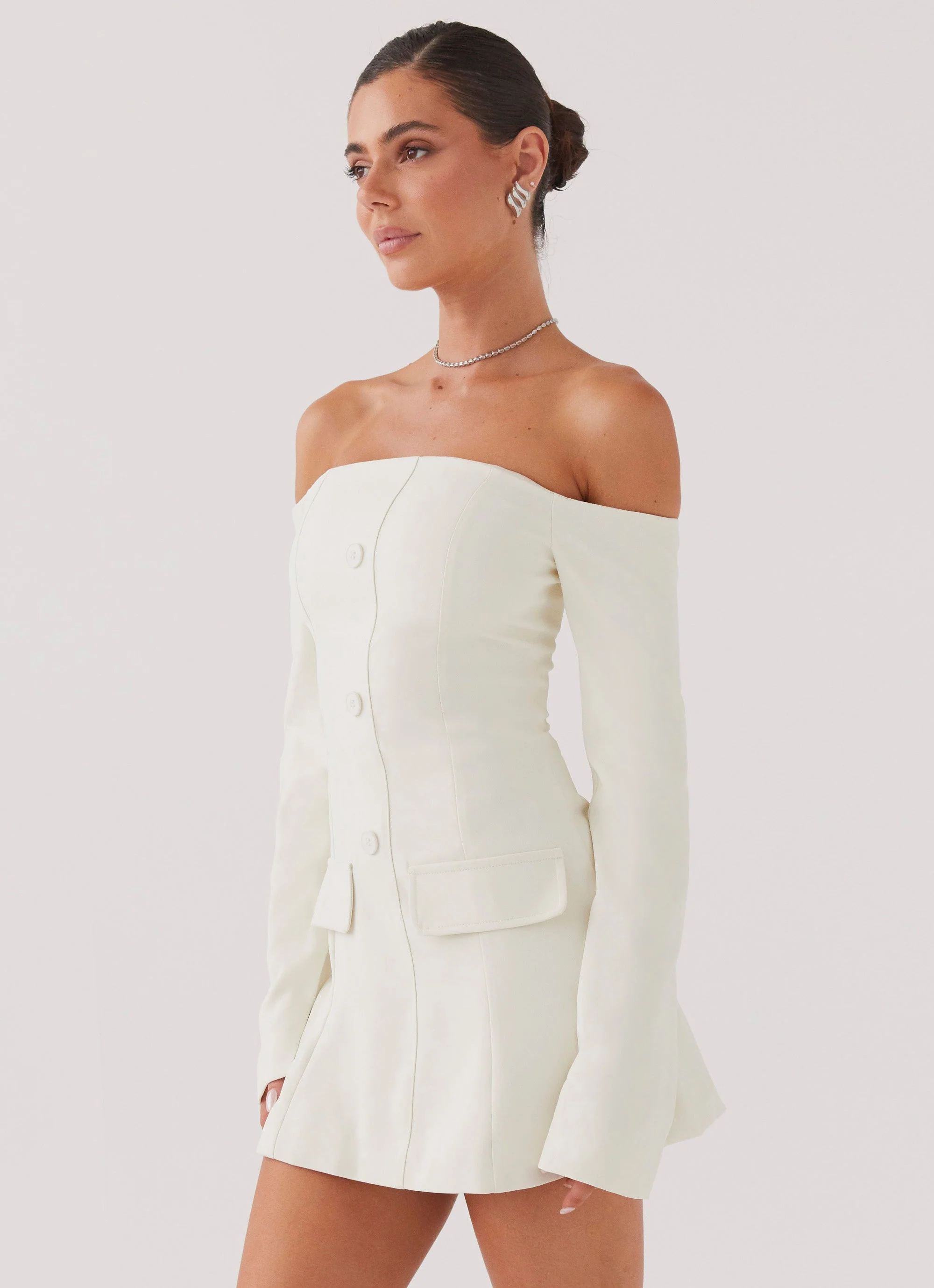 Dominique Blazer Mini Dress - Ivory - Image 6