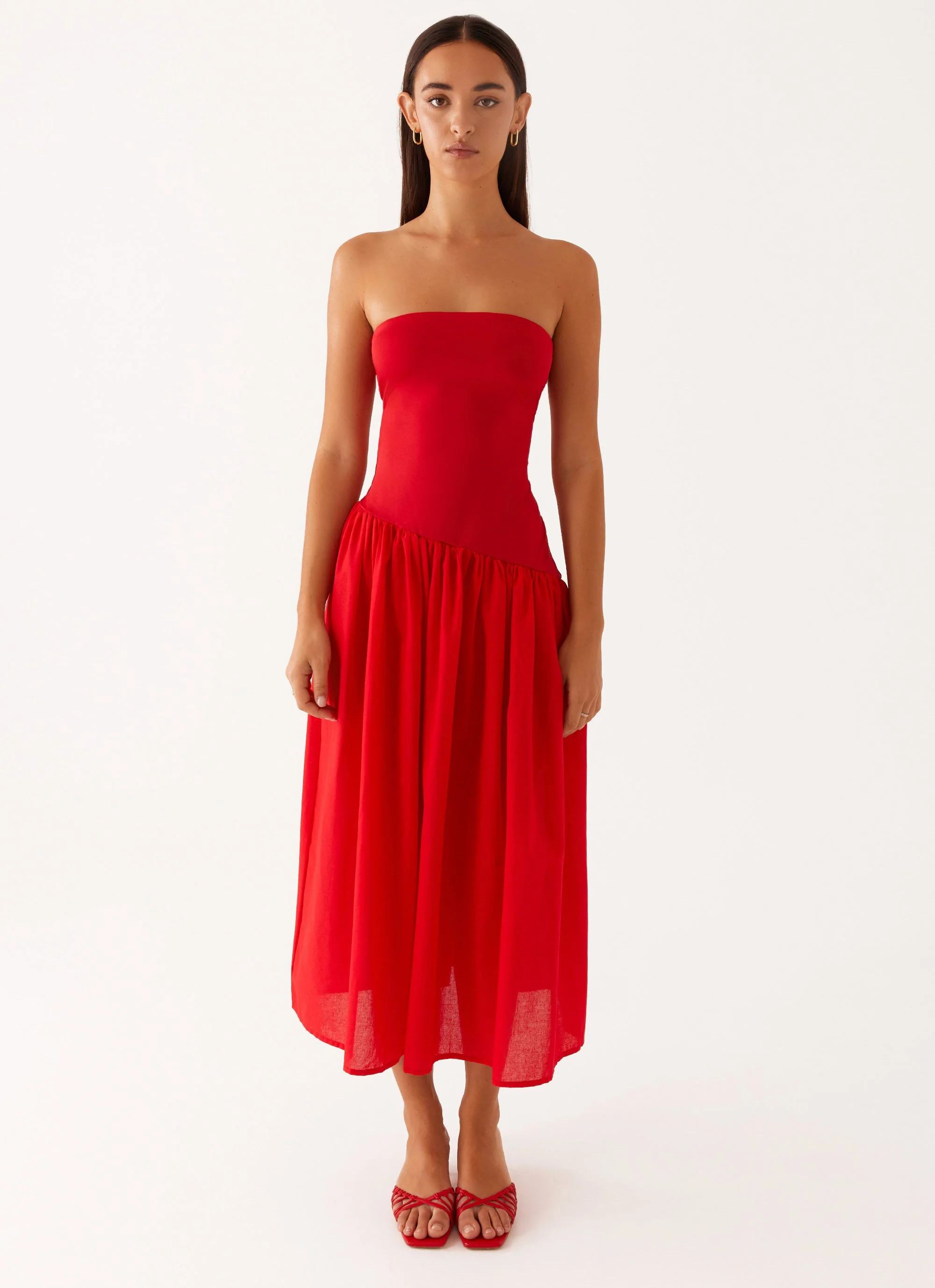 Domino Effect Midi Dress - Red - Image 3