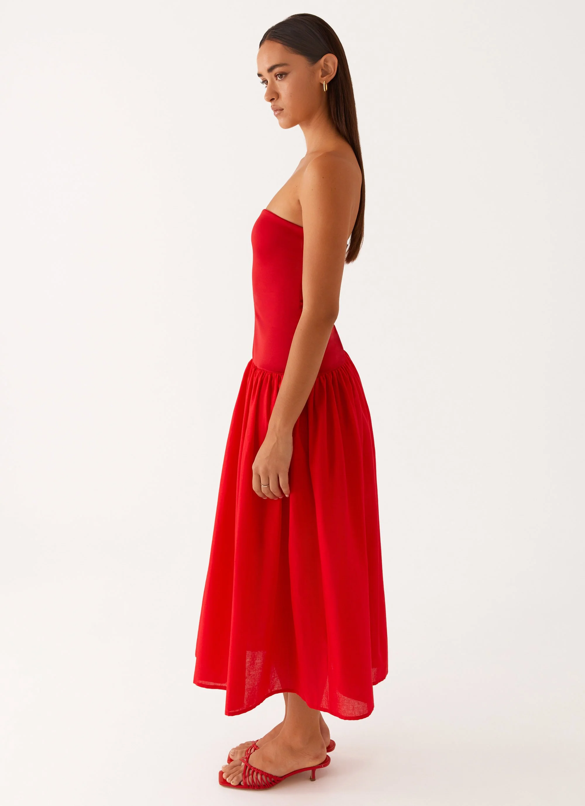 Domino Effect Midi Dress - Red - Image 4
