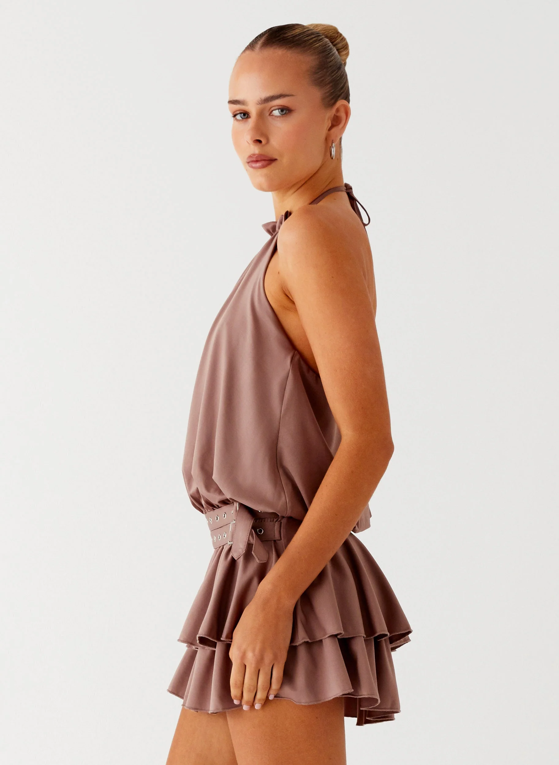Dopamine Belt Mini Dress - Taupe - Image 3
