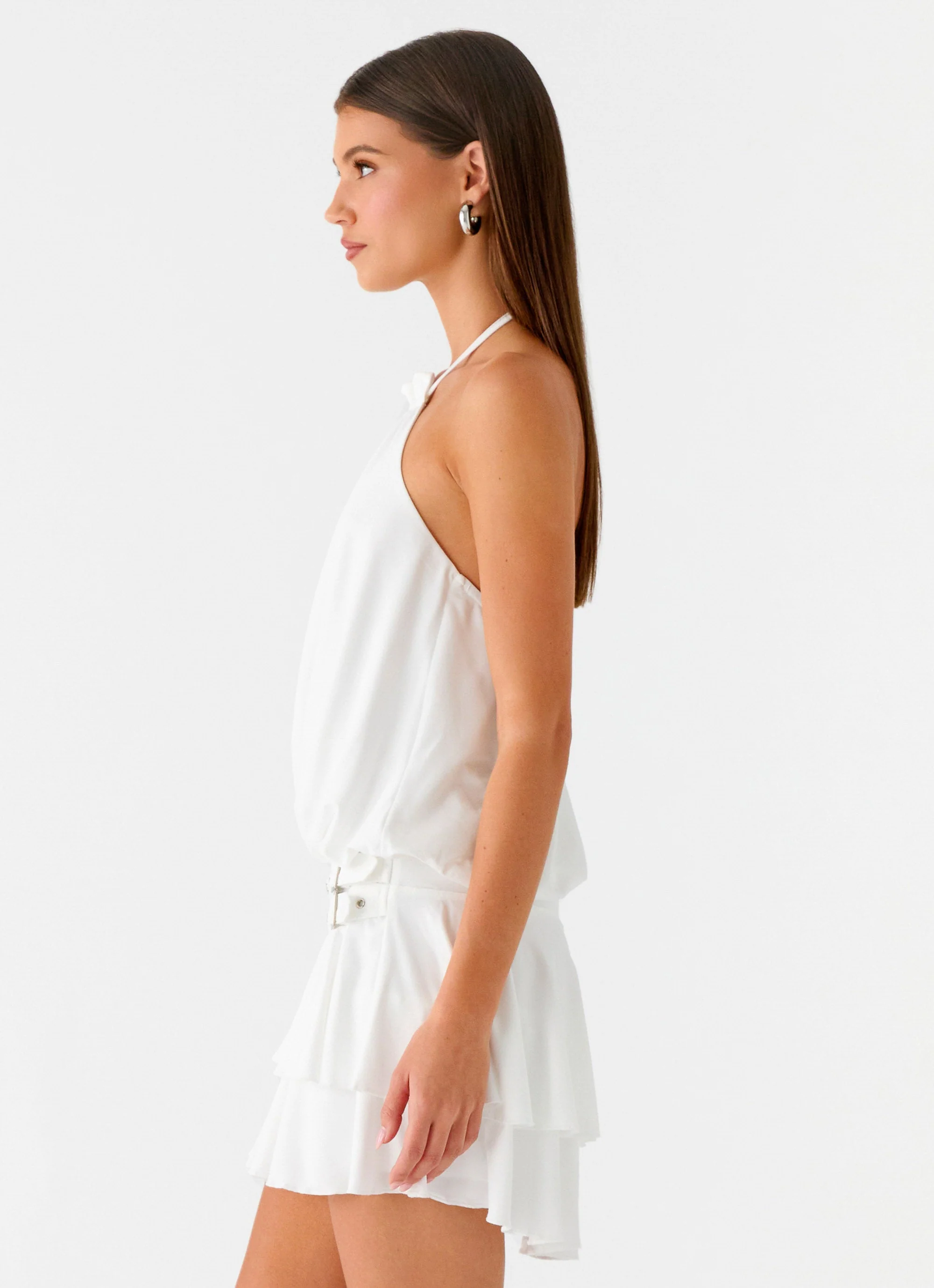 Dopamine Belt Mini Dress - White - Image 3