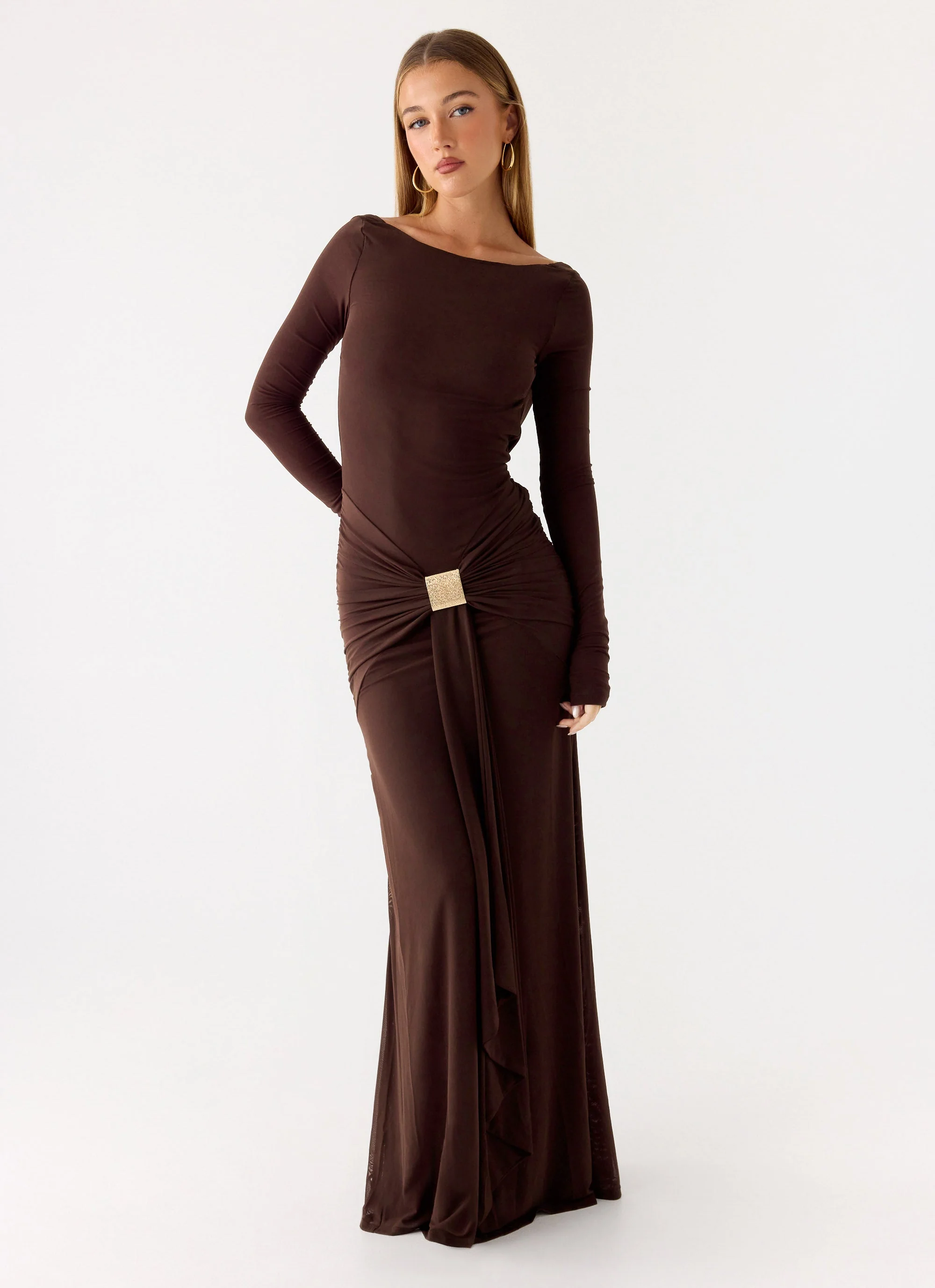 Dray Maxi Dress - Chocolate - Image 5