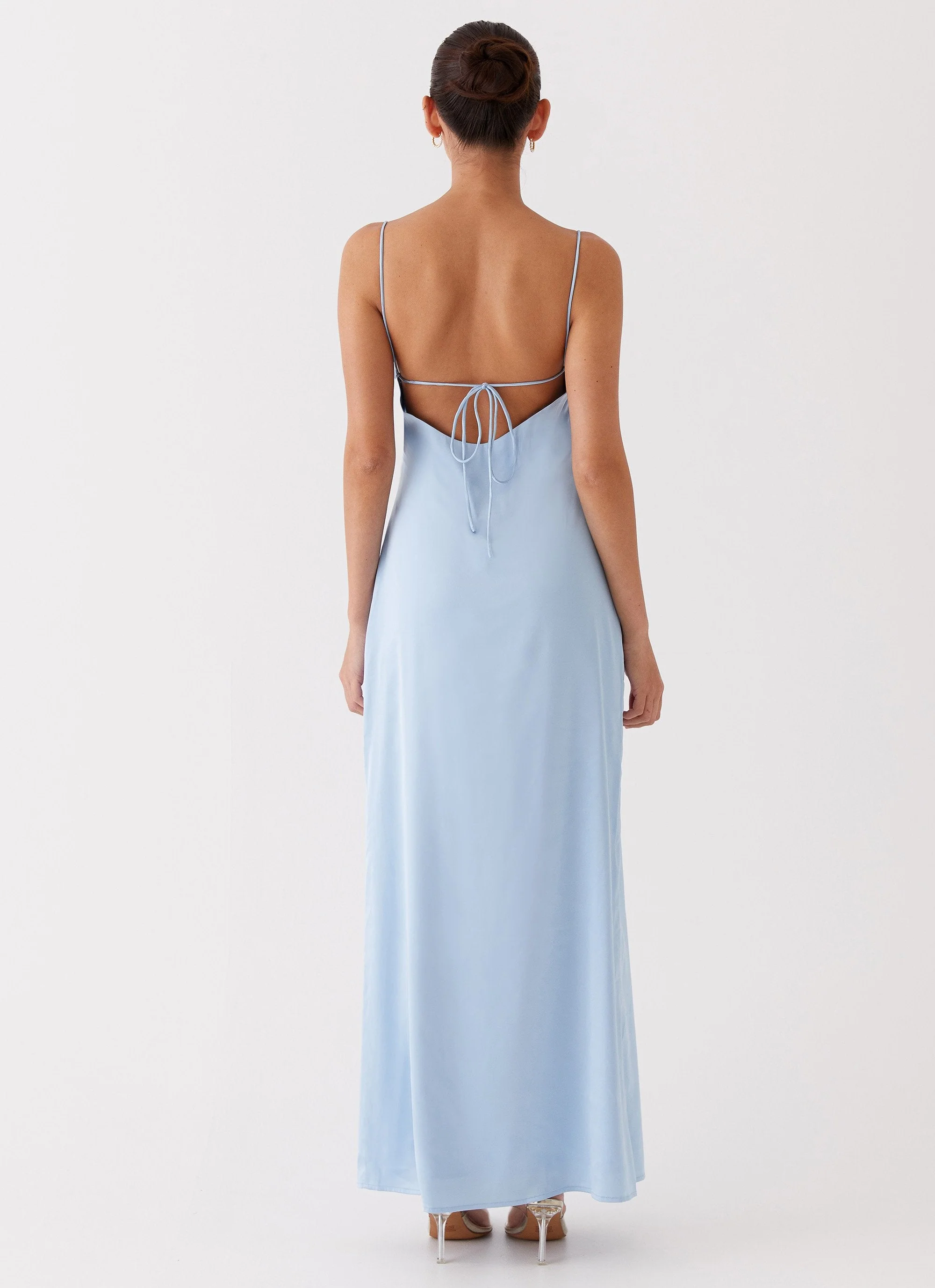 Dream Sight Lace Satin Maxi Dress - Ice Blue - Image 4