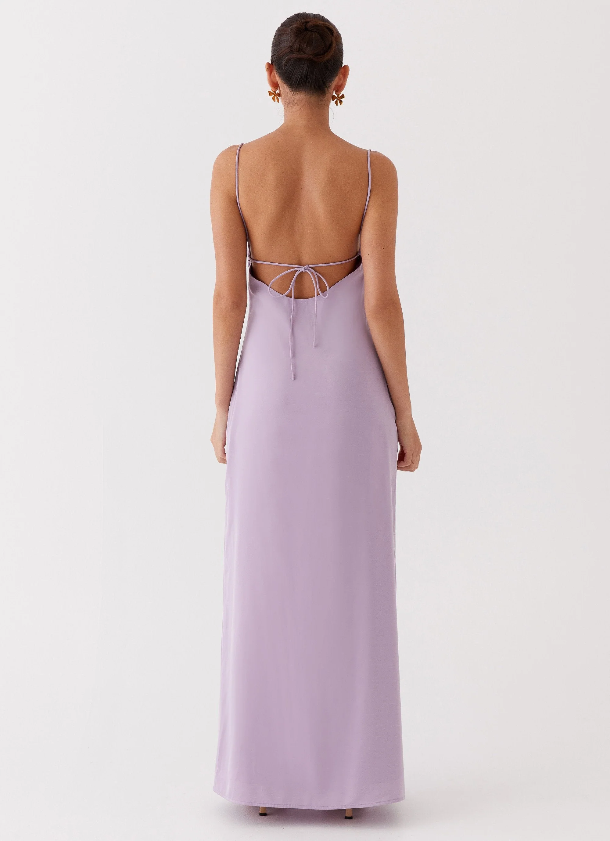 Dream Sight Lace Satin Maxi Dress - Lilac - Image 4