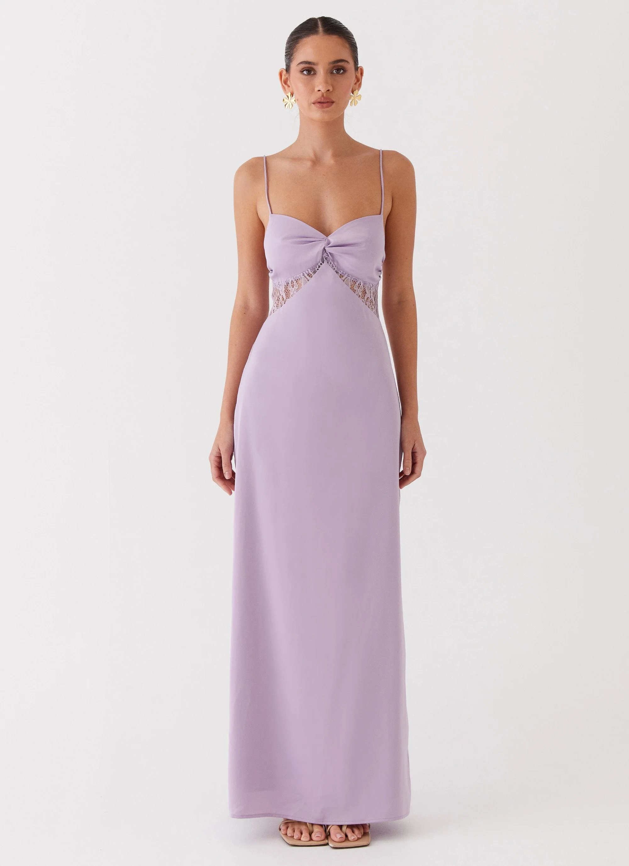Dream Sight Lace Satin Maxi Dress - Lilac - Image 6