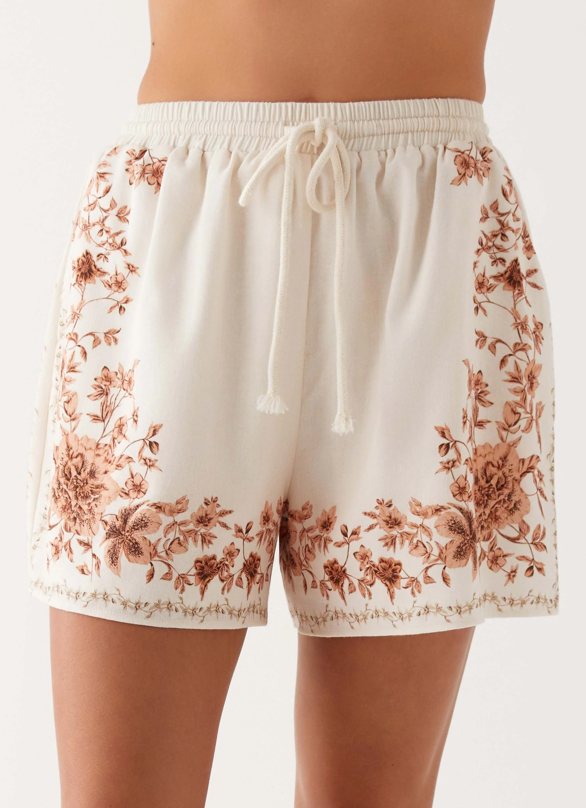 Dreamy Days Linen High Waisted Shorts - Ivory - Image 5