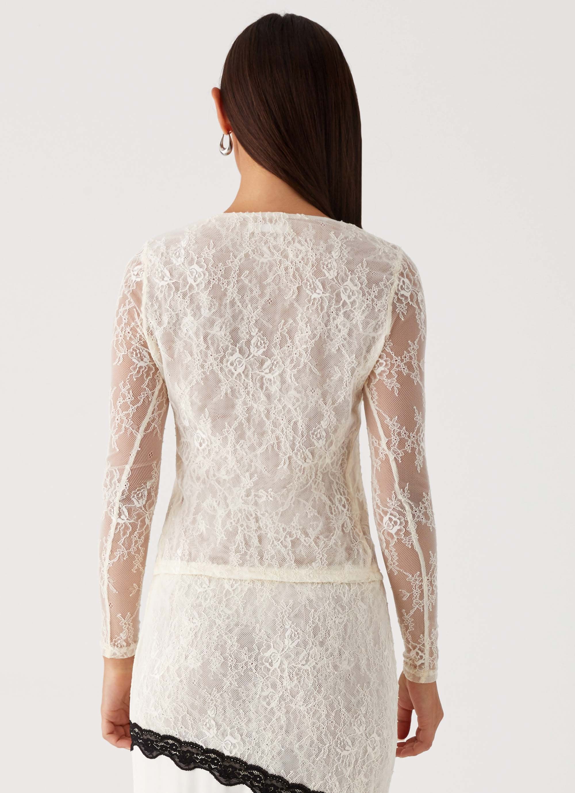 Duet Long Sleeve Top - Ivory - Image 4