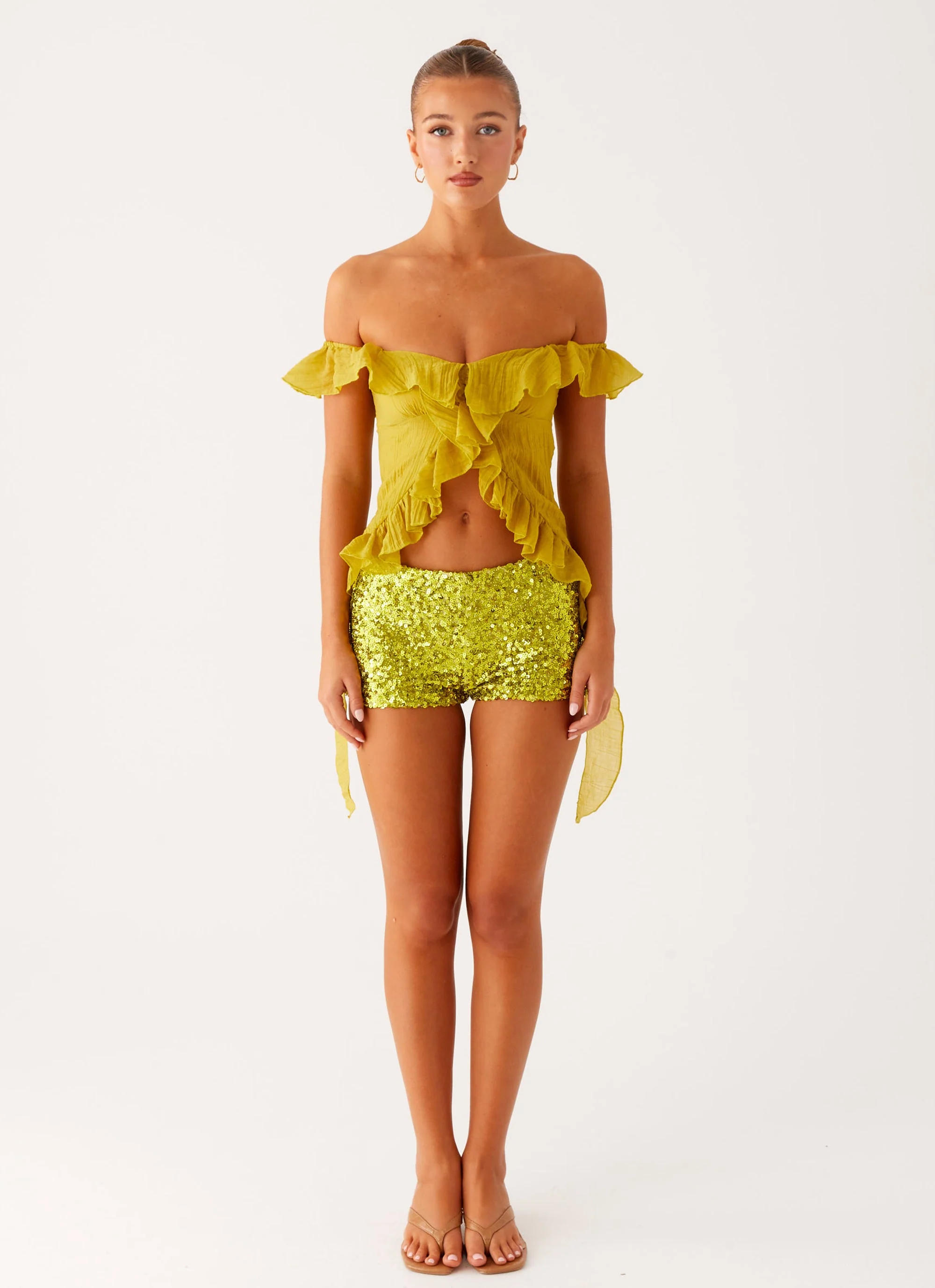 Dylan Off Shoulder Top - Lime - Image 2