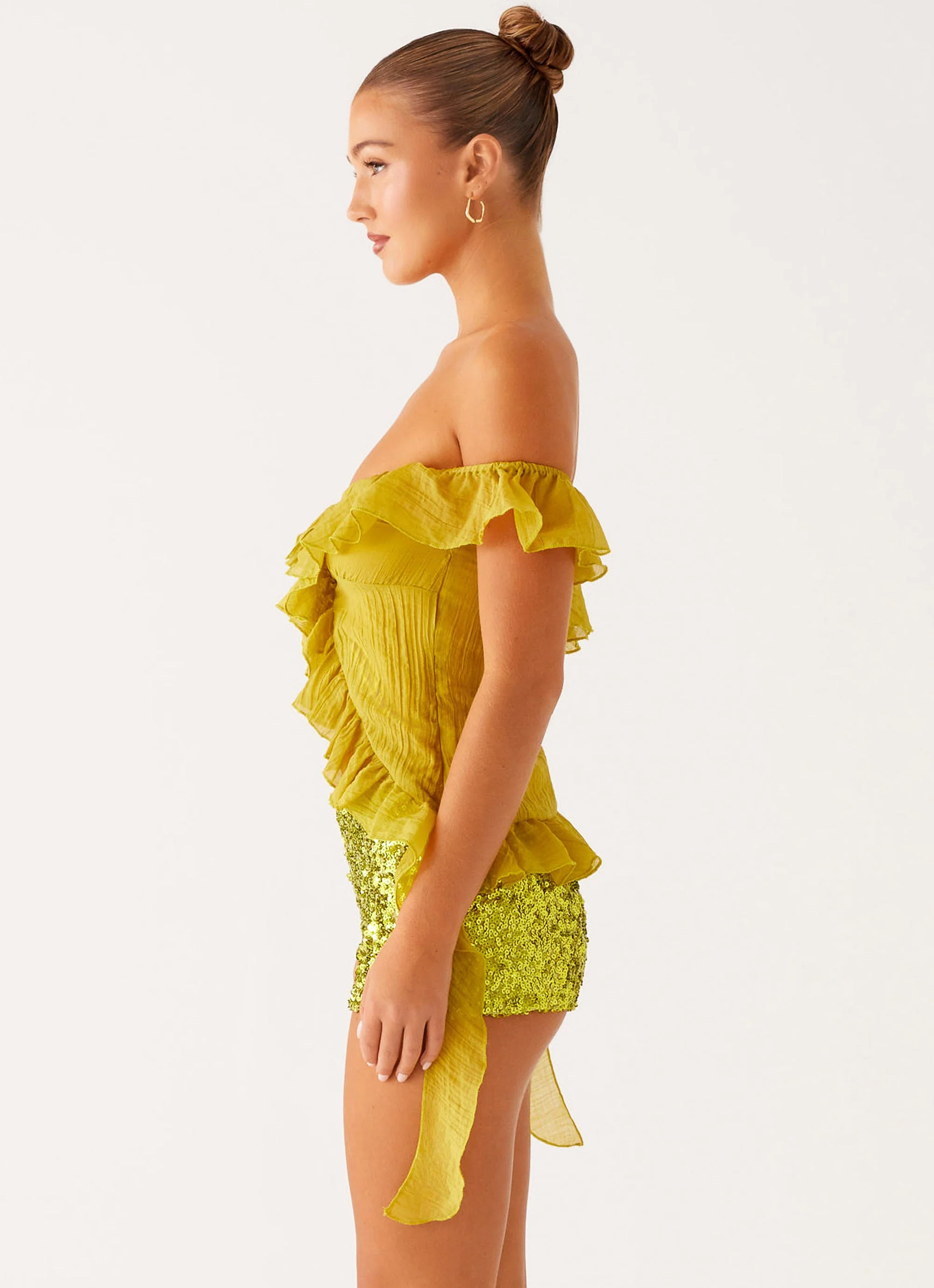 Dylan Off Shoulder Top - Lime - Image 3