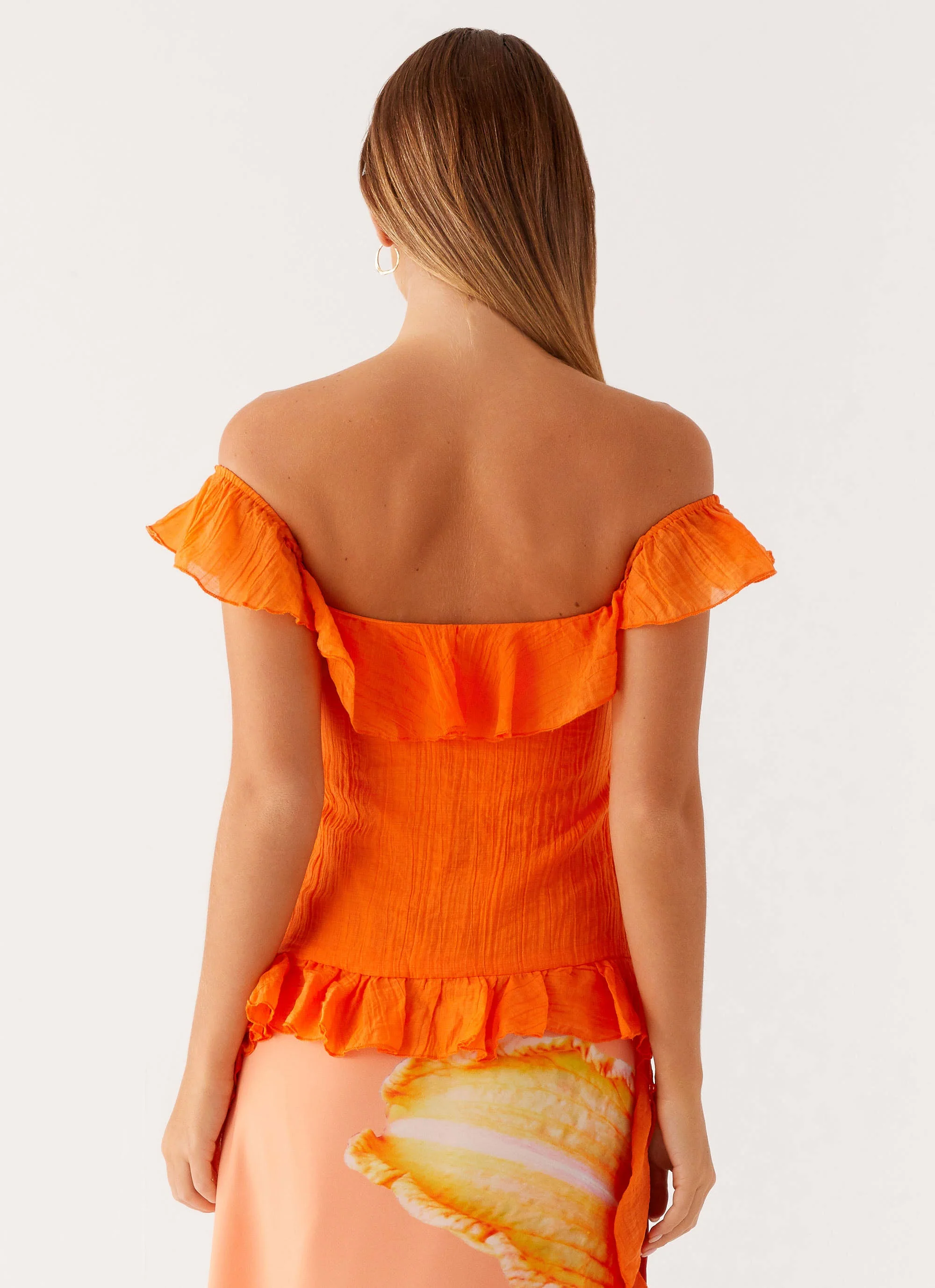Dylan Off Shoulder Top - Orange - Image 3