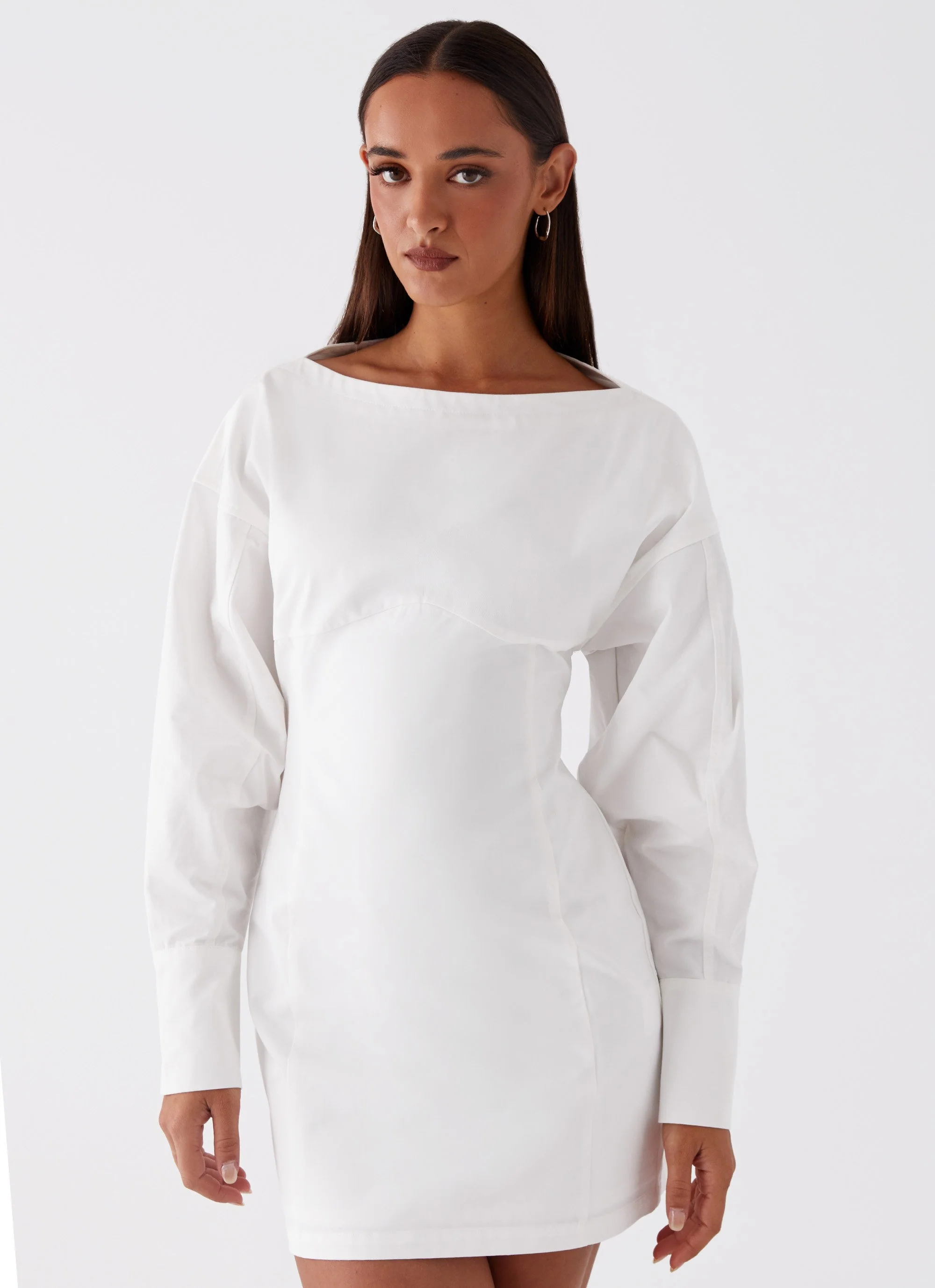 Dynasty Shirt Mini Dress - White - Image 5