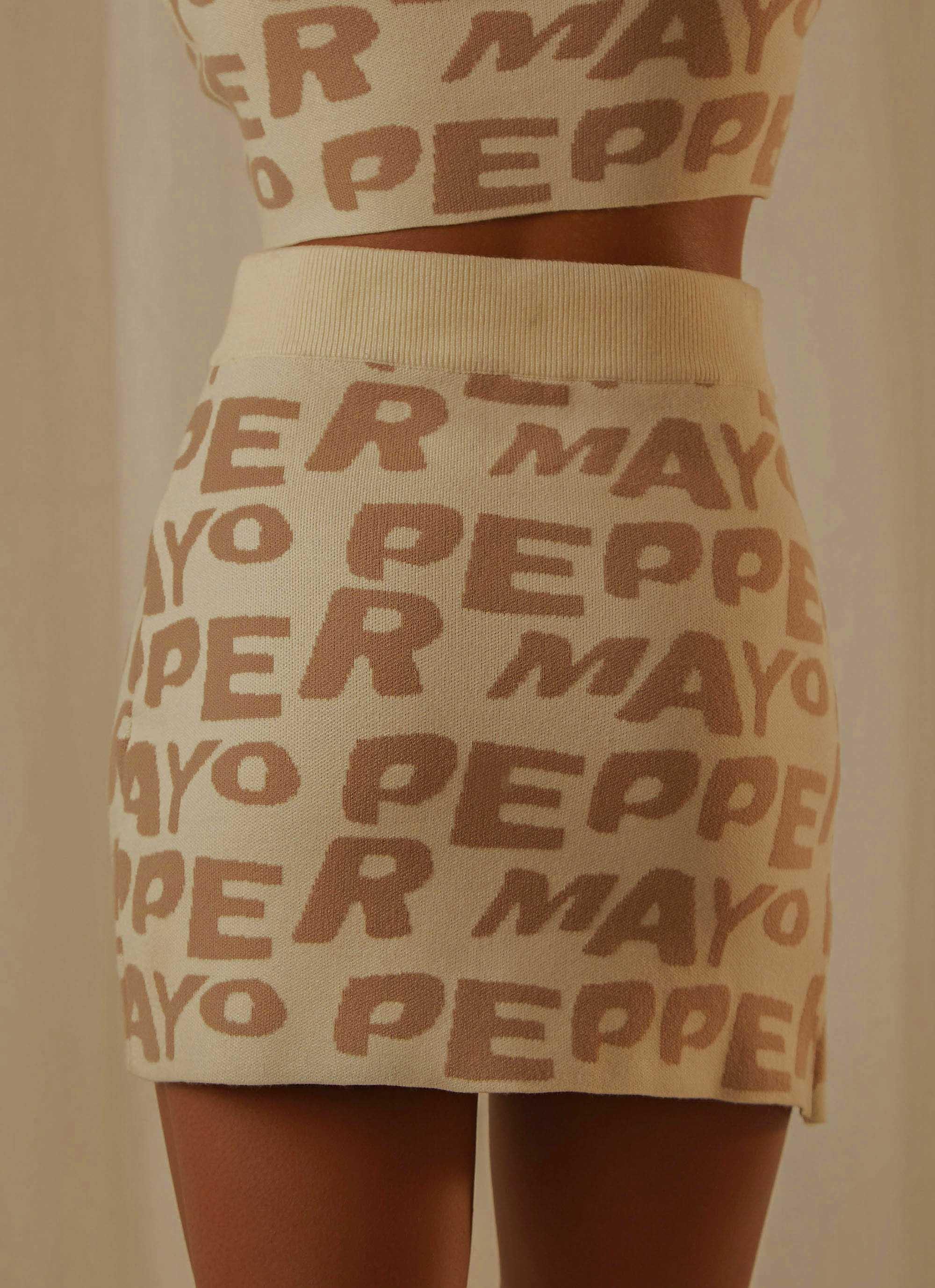 Easy Love Knit Mini Skirt - Latte Logo - Image 6
